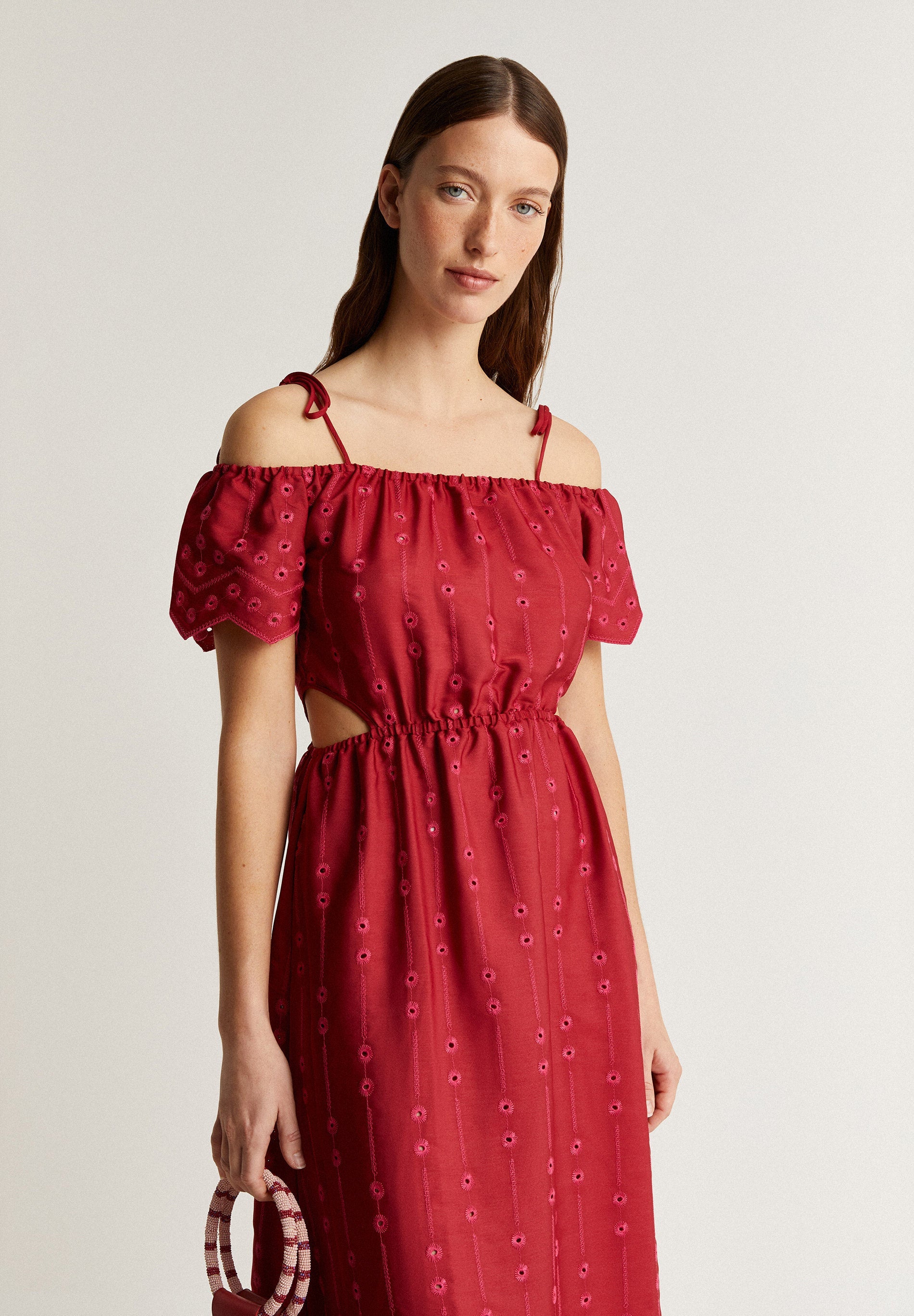 EMBROIDERED OFF-SHOULDER DRESS