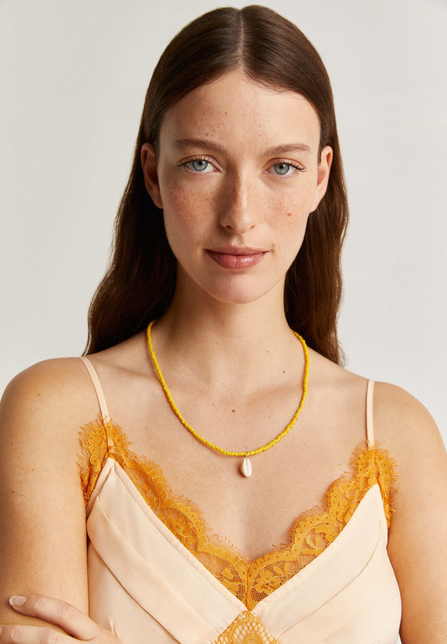 LACE-TRIMMED MIDI SATIN DRESS