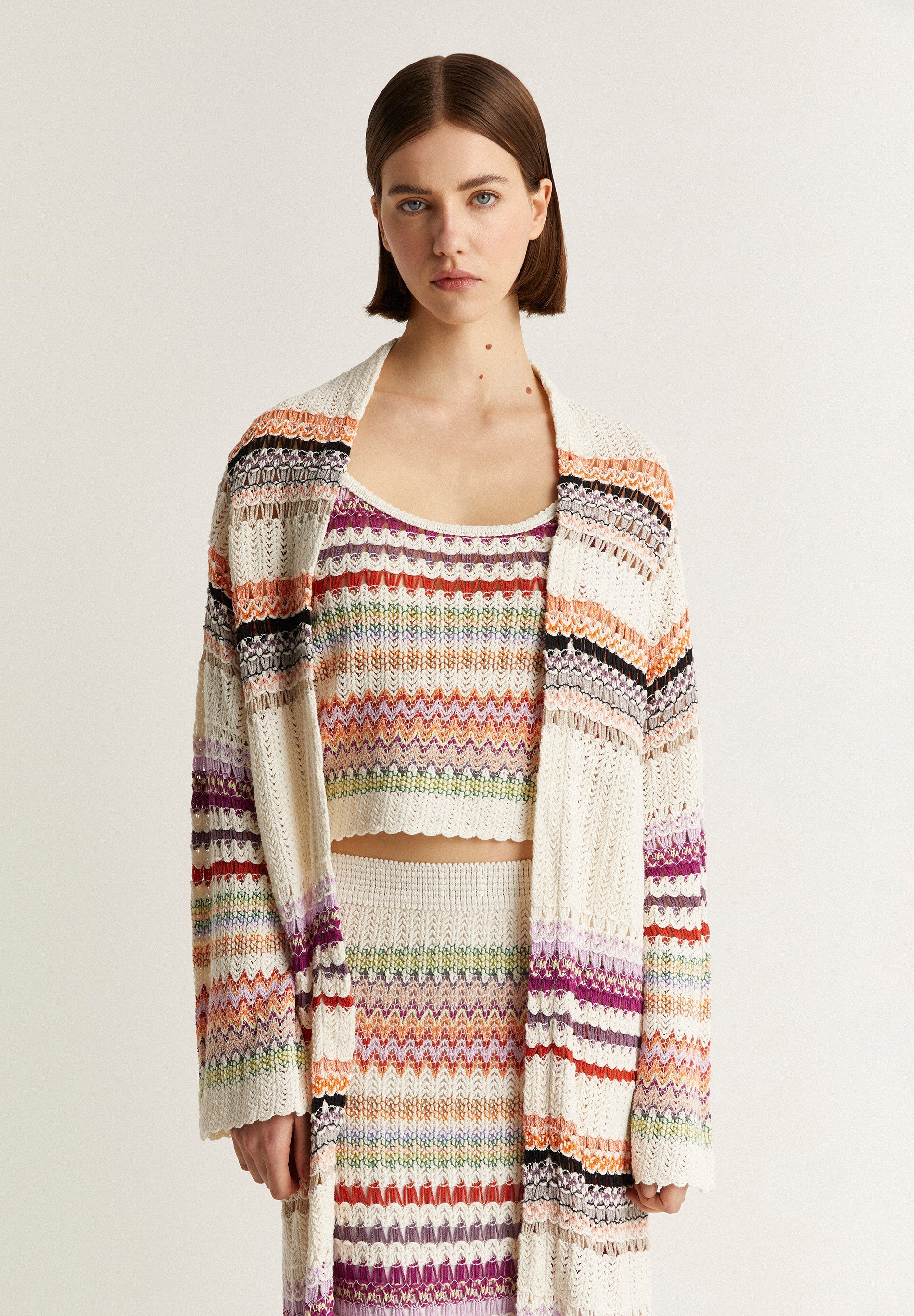MULTICOLOURED CROCHET CARDIGAN