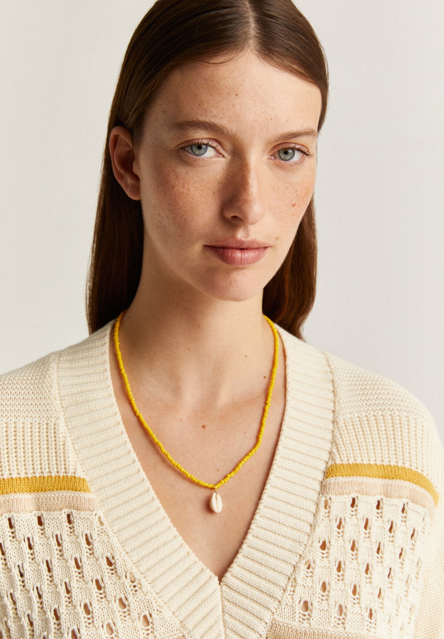 V-NECK OPEN KNIT SWEATER