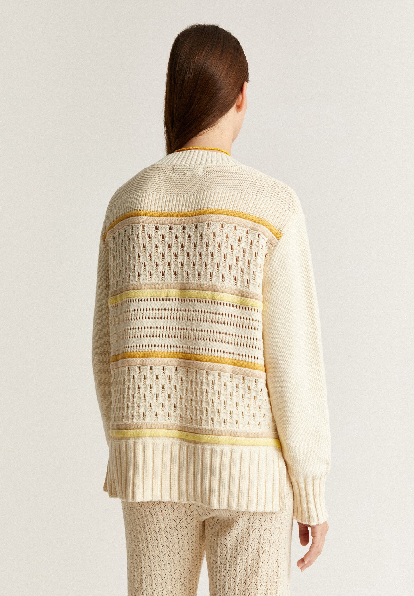 V-NECK OPEN KNIT SWEATER