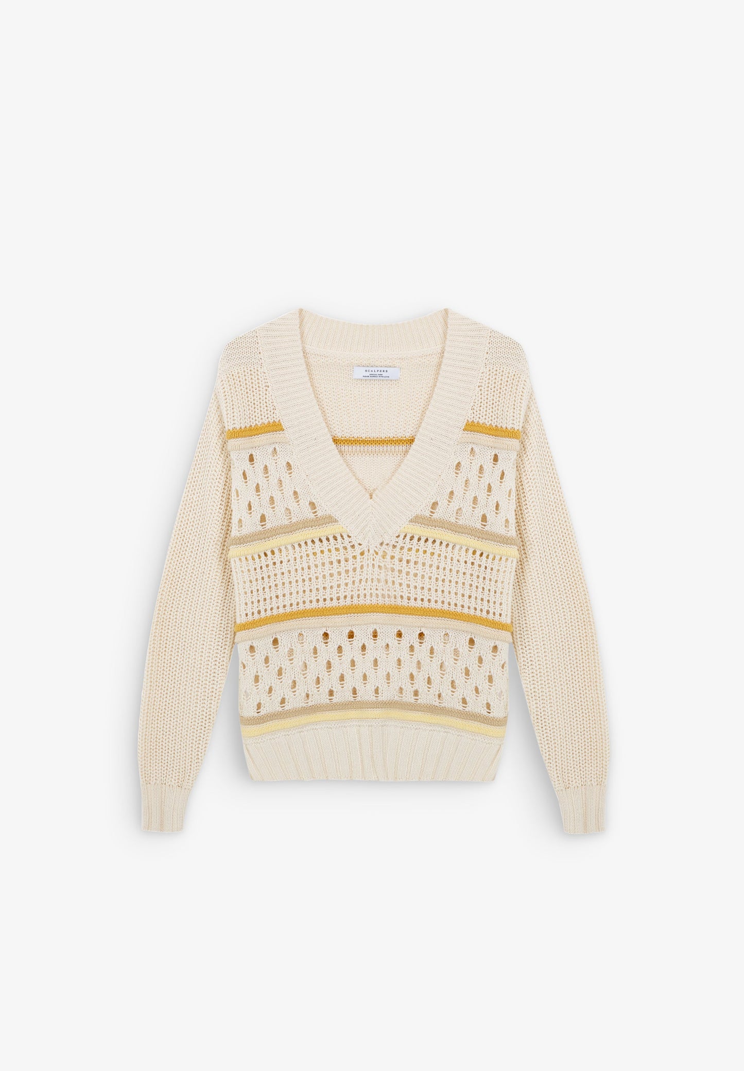 V-NECK OPEN KNIT SWEATER