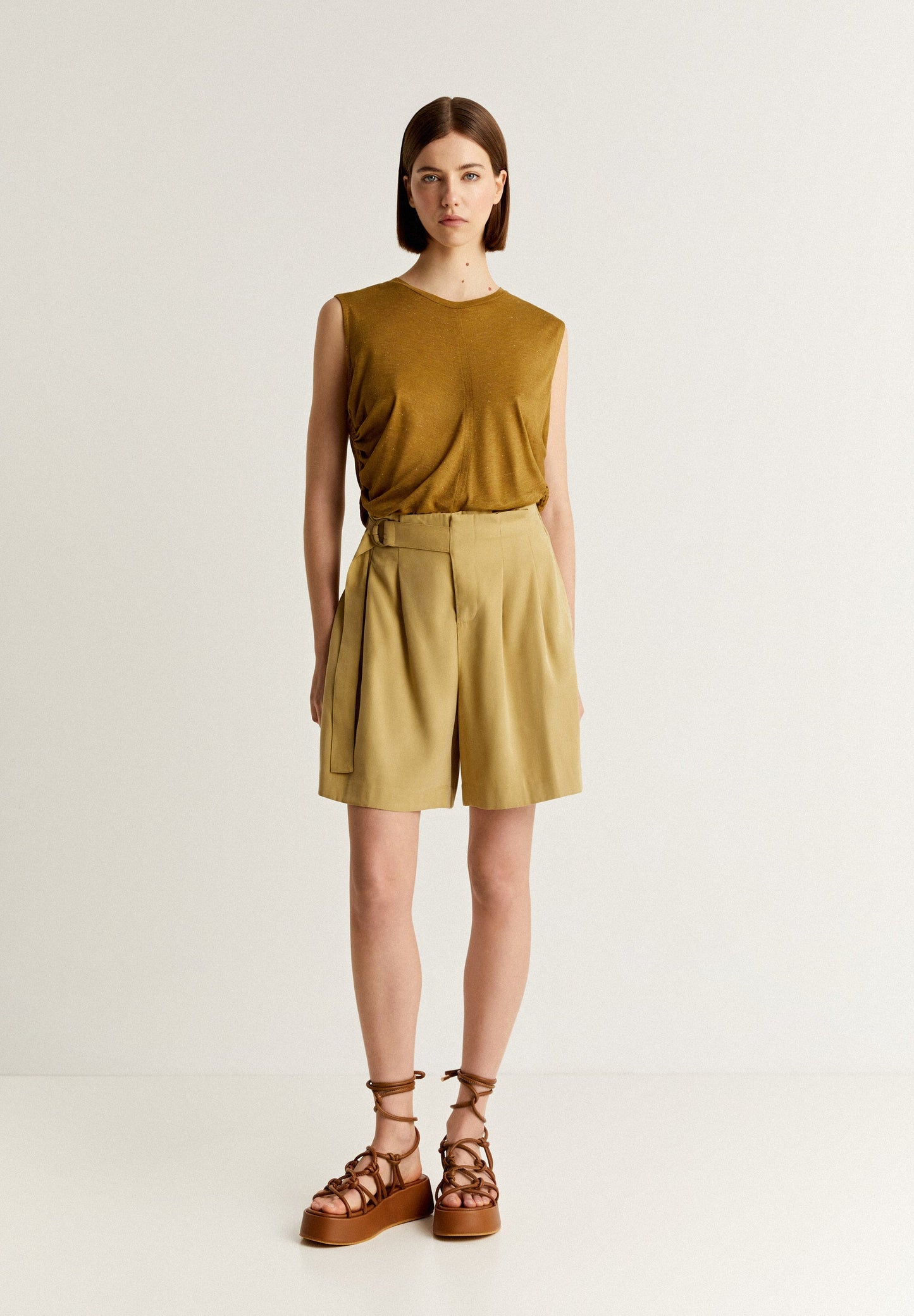 SIDE GATHERED LUREX T-SHIRT