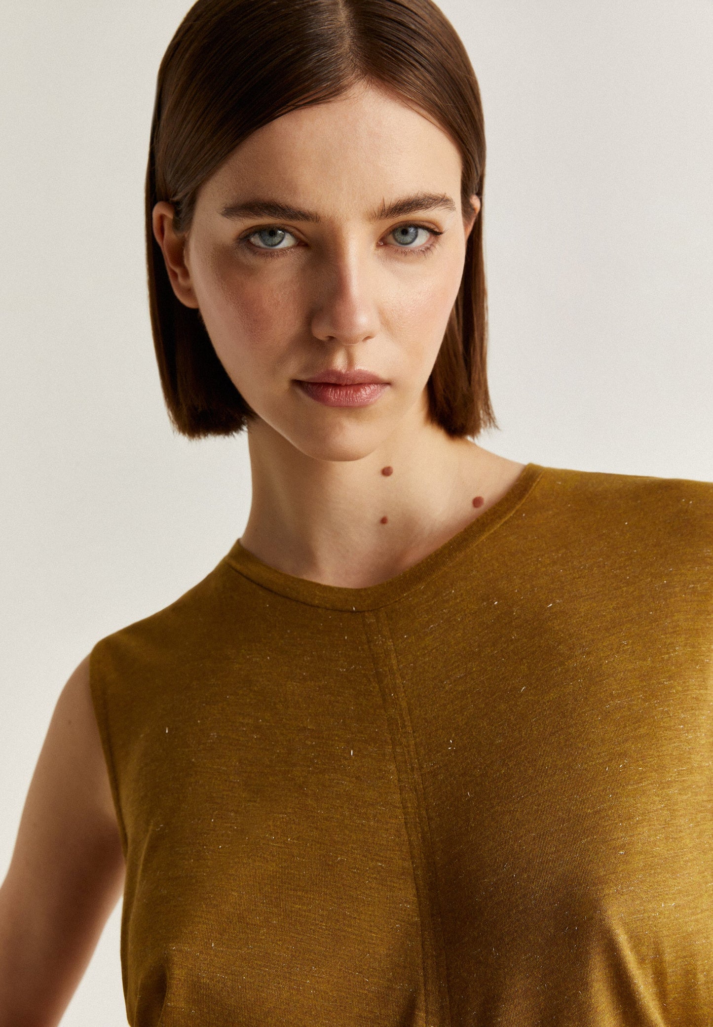 SIDE GATHERED LUREX T-SHIRT