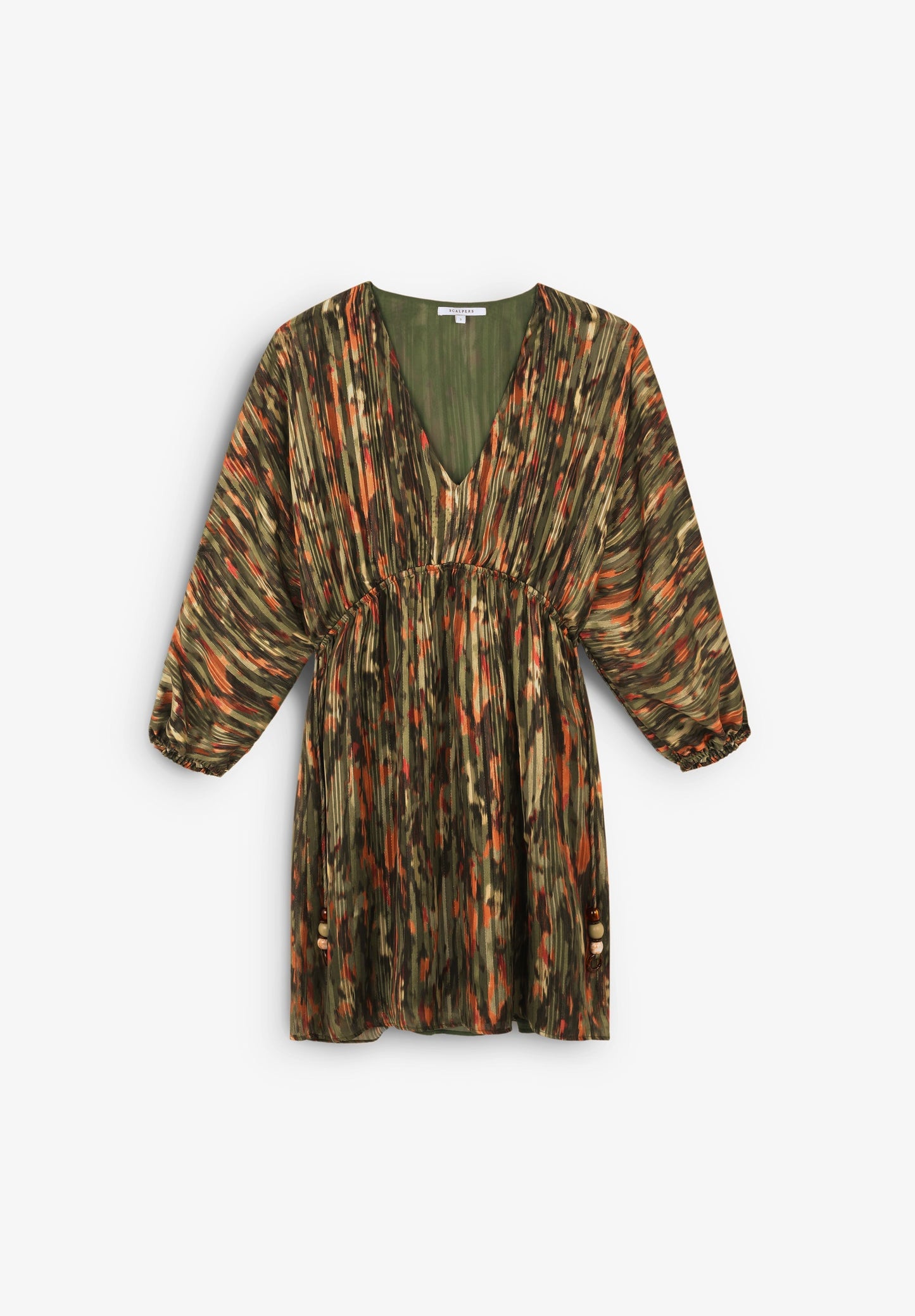 PRINTED MINI DRESS WITH METALLIC DETAIL