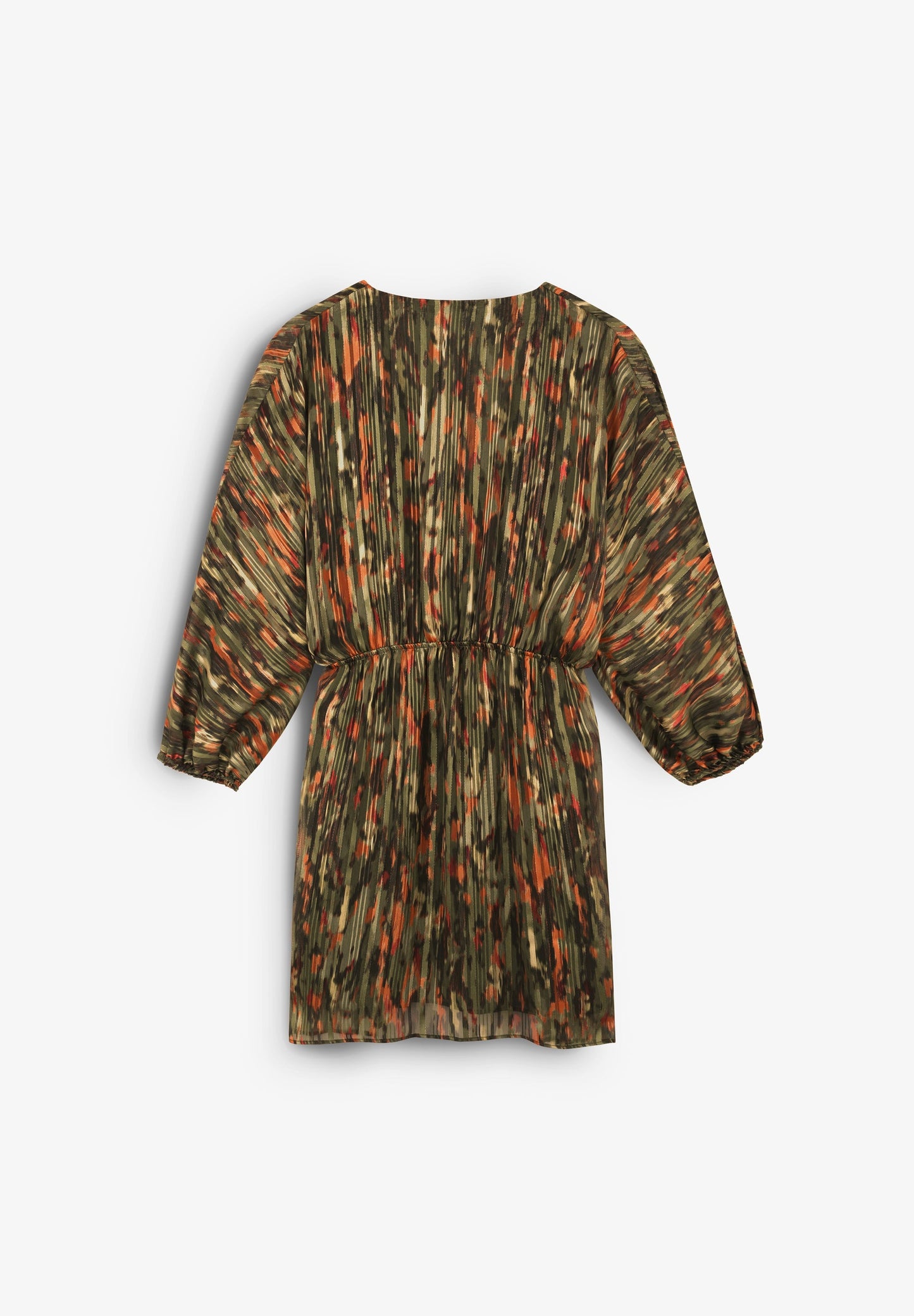 PRINTED MINI DRESS WITH METALLIC DETAIL