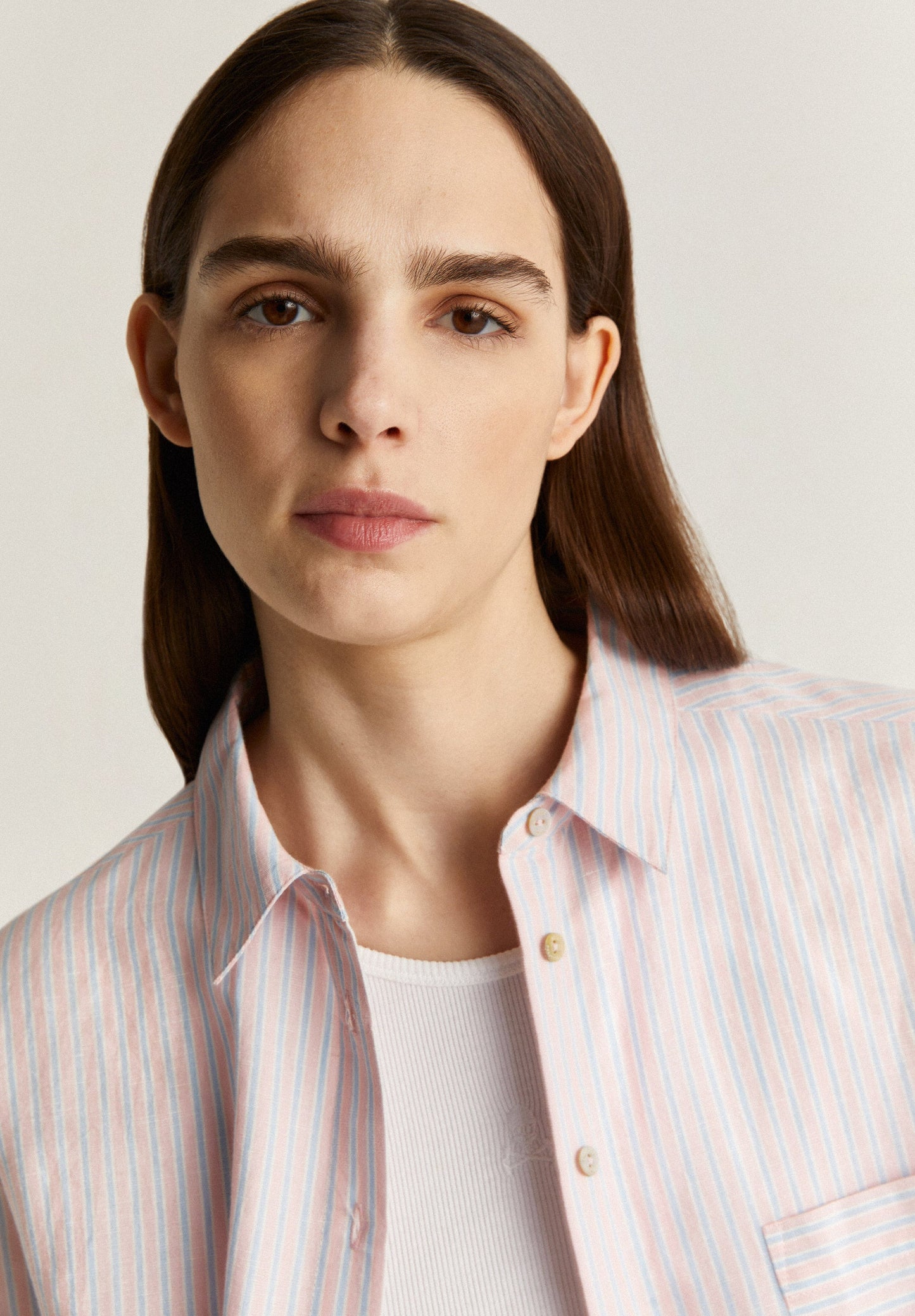 CONTRAST STRIPE LINEN SHIRT