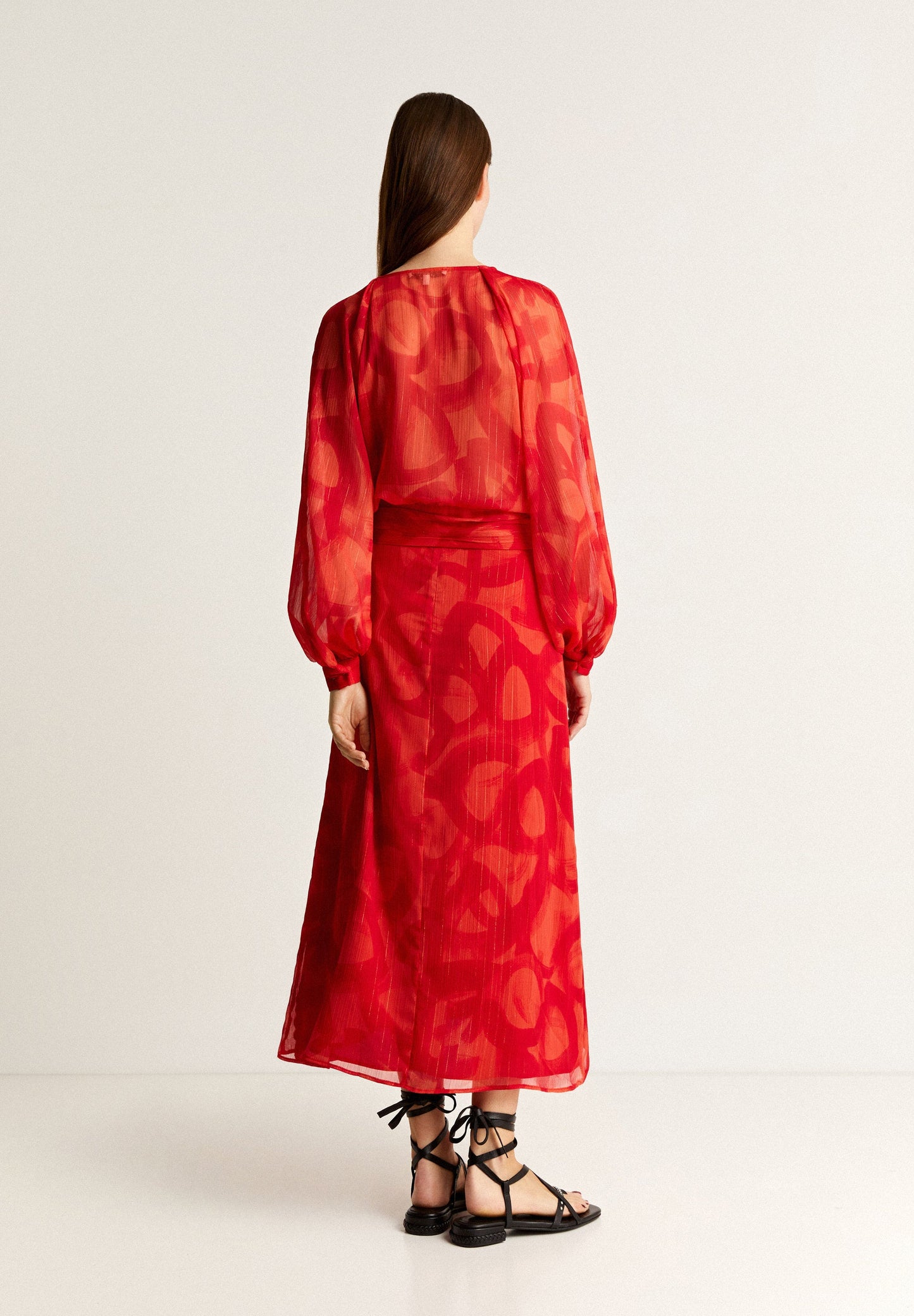 FLOWING SKIRT WITH SLIT AND LUREX