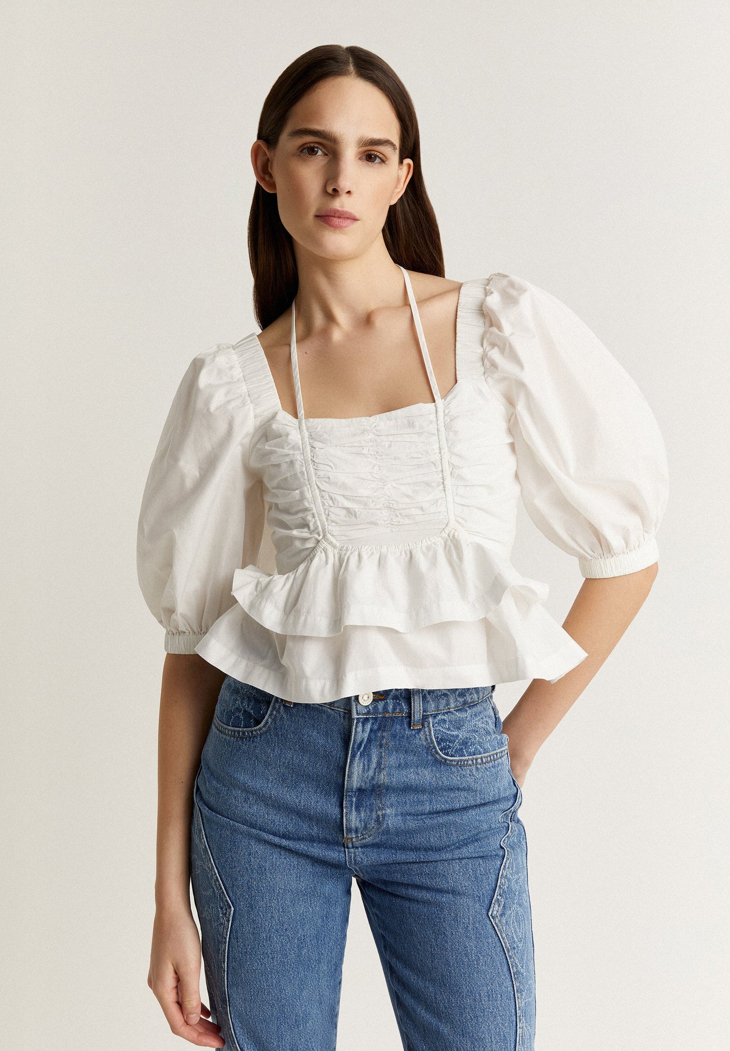 POPLIN TOP WITH OPENINGS