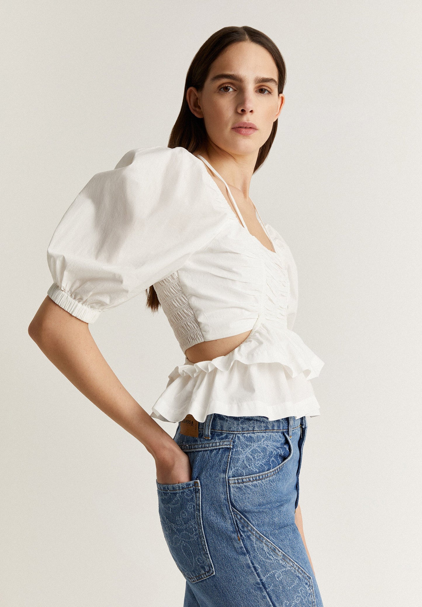 POPLIN TOP WITH OPENINGS