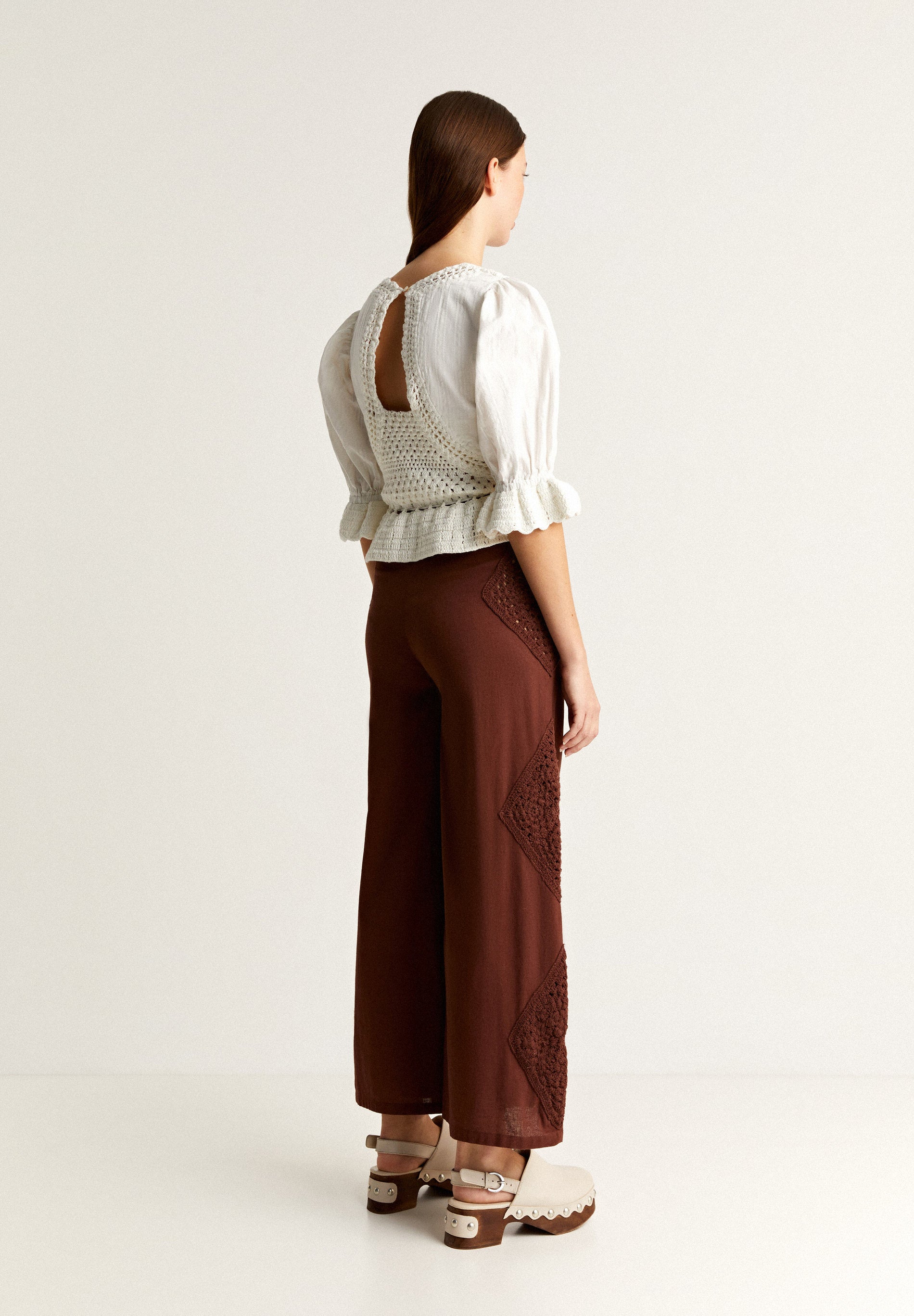 CULOTTE TROUSERS WITH CROCHET DETAIL