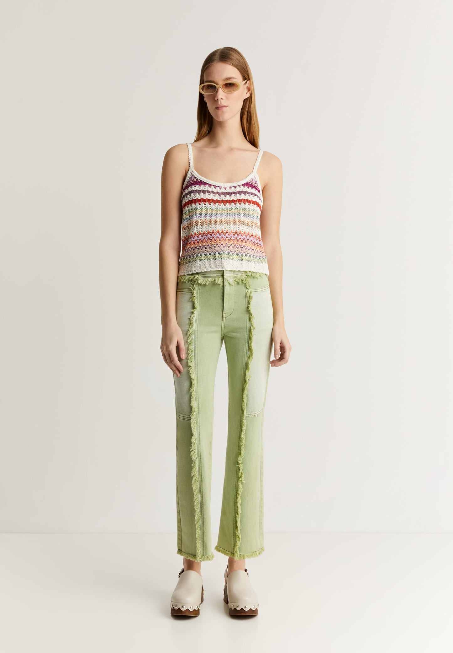 ANKLE FLARE FRAYED EDGE JEANS