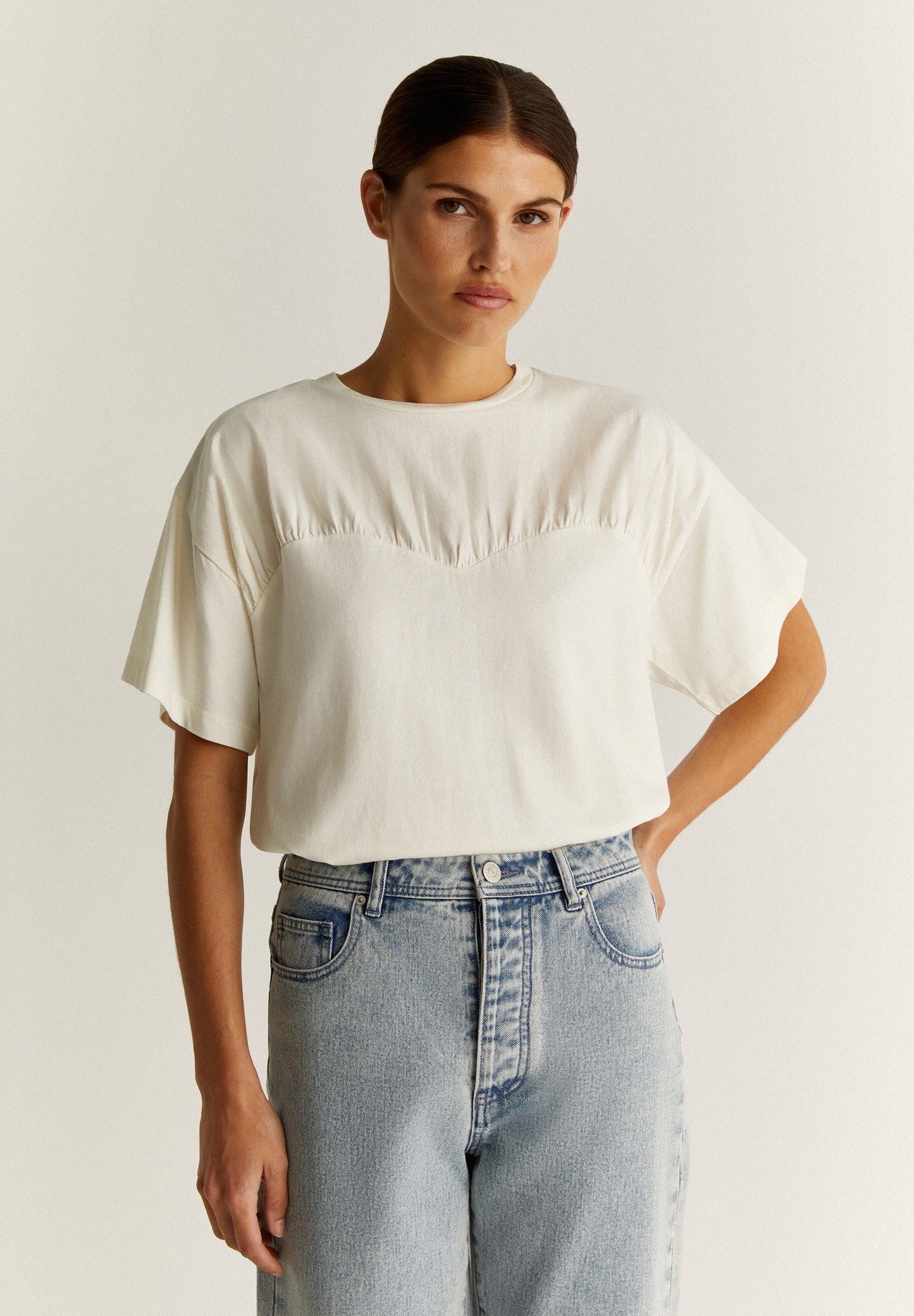 T-SHIRT WITH GATHERED CHEST