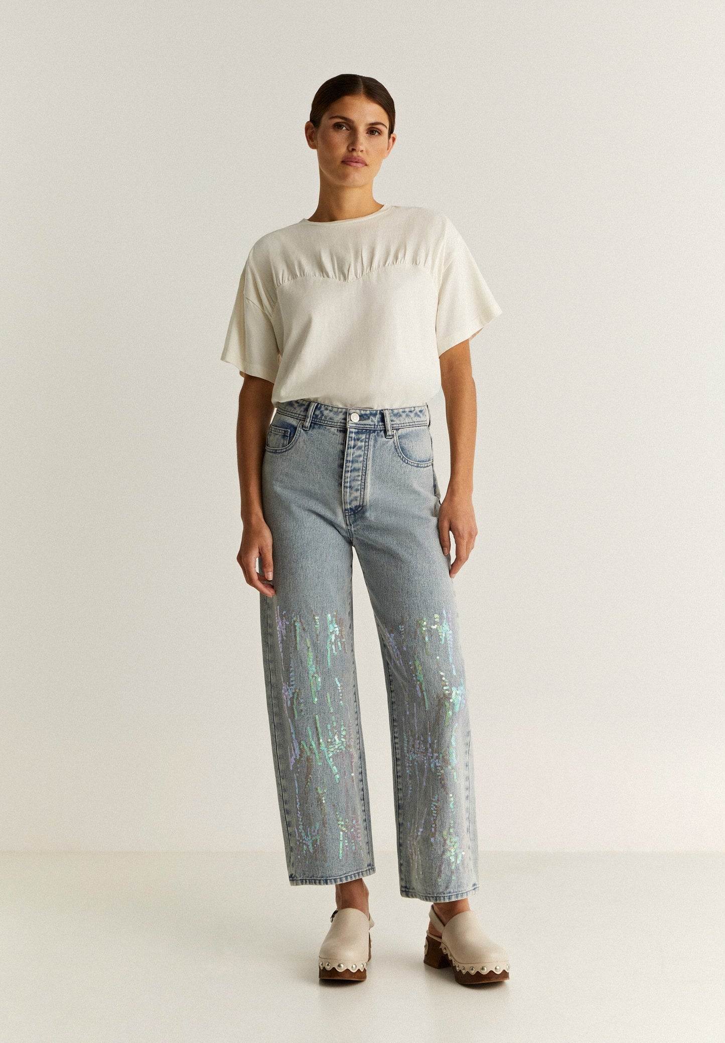 T-SHIRT WITH GATHERED CHEST