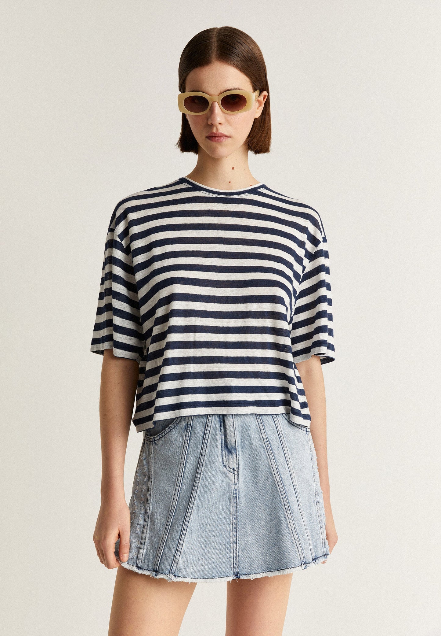 STRIPED LINEN T-SHIRT