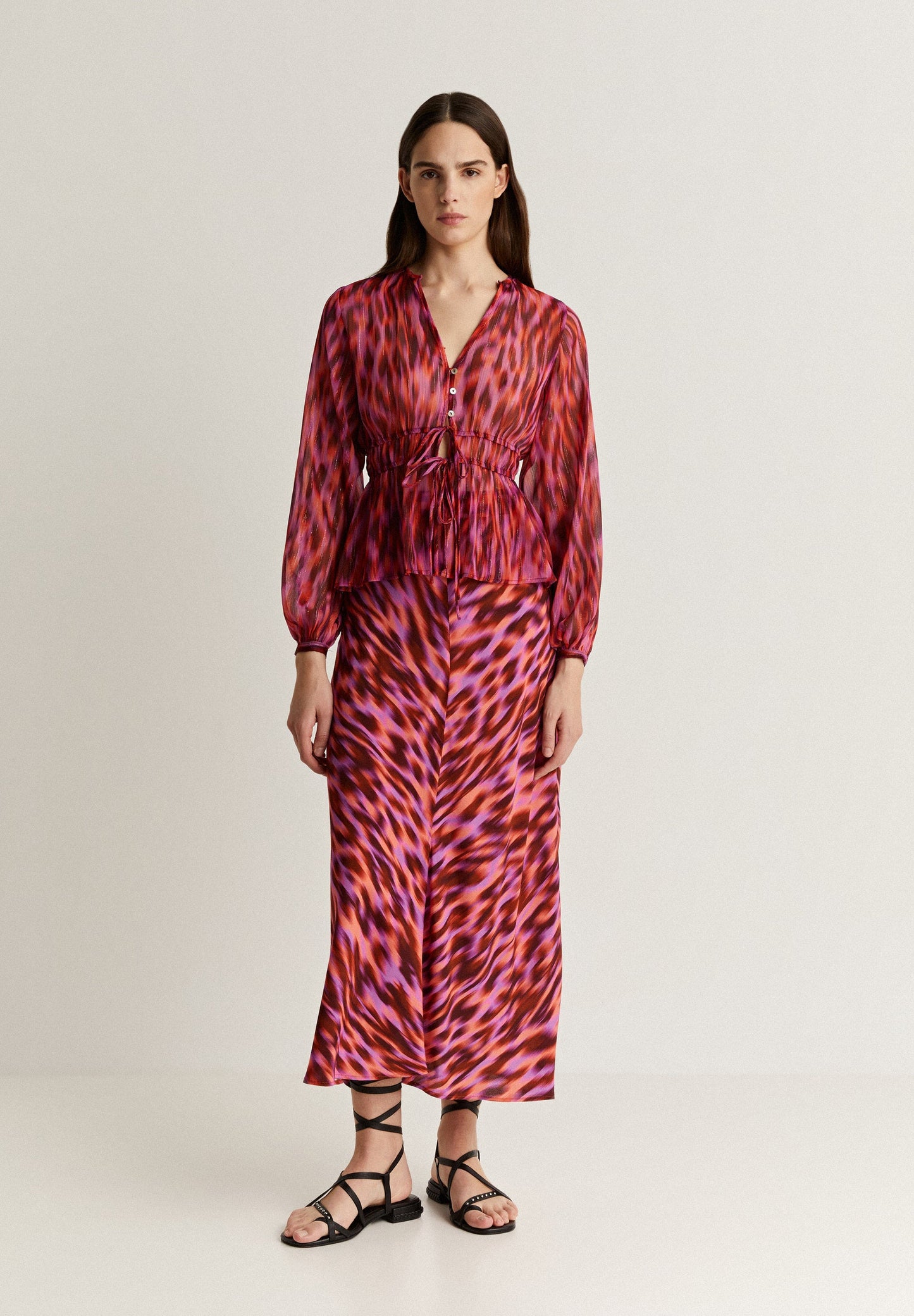 PRINTED BLOUSE WITH LUREX