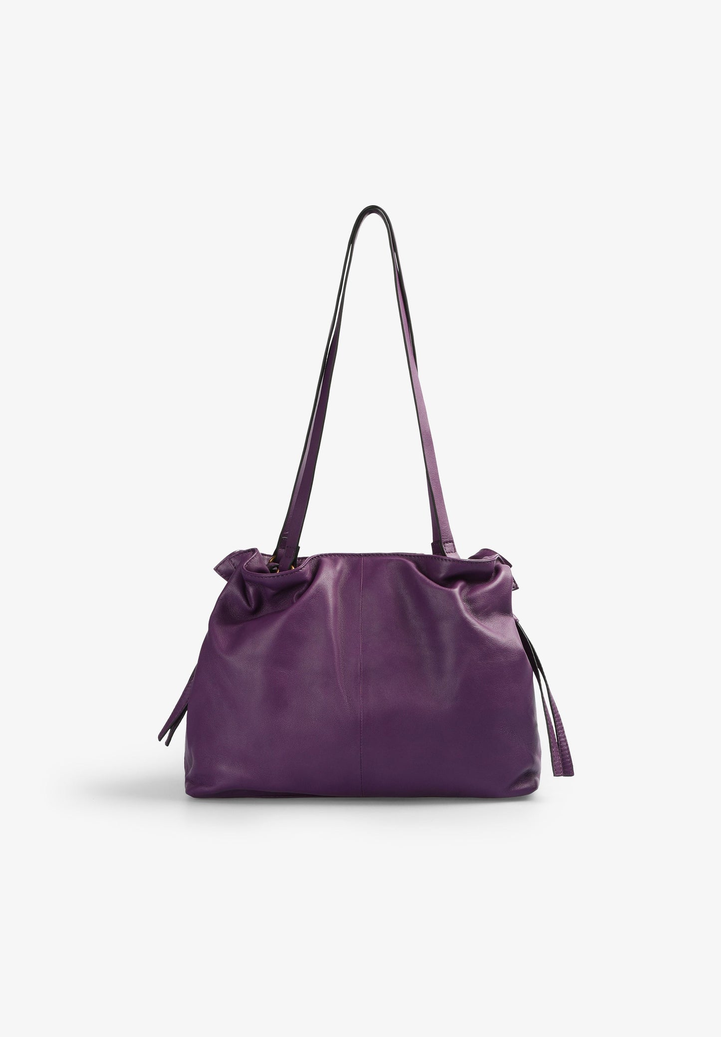 LEATHER SHOULDER BAG WITH GATHERED DETAILS
