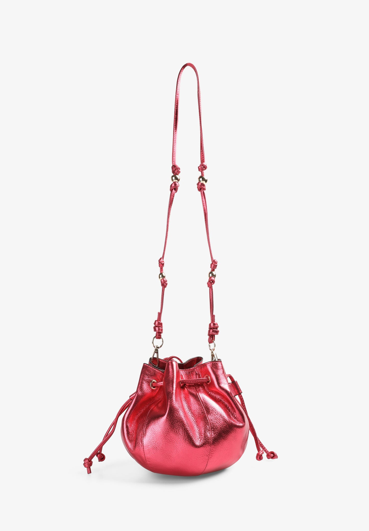 METALLIC LEATHER BOWLER BAG