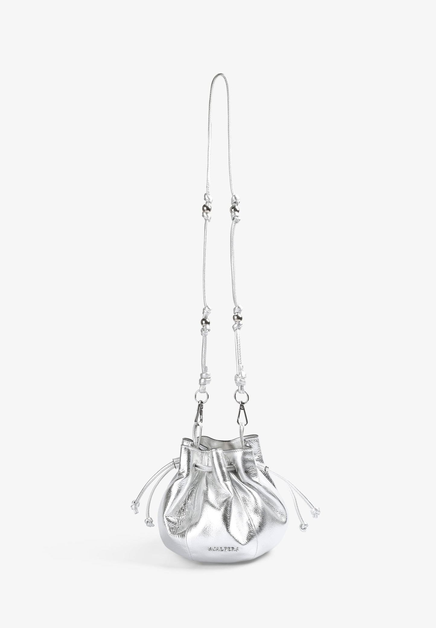 METALLIC LEATHER BOWLER BAG