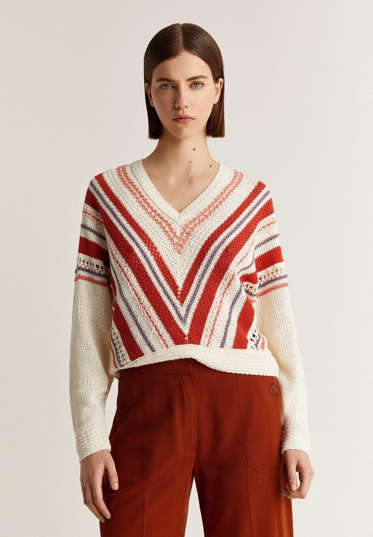 STRIPED CROCHET SWEATER