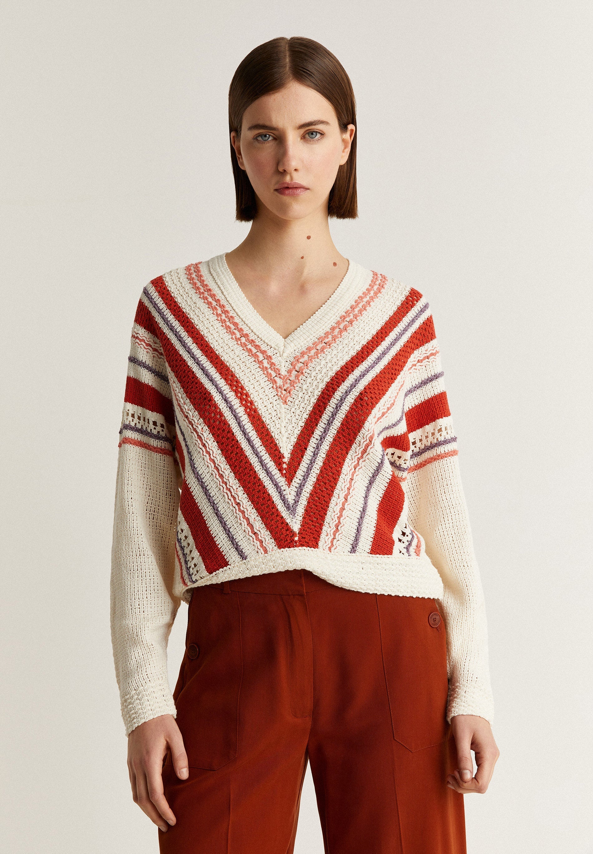 STRIPED CROCHET SWEATER