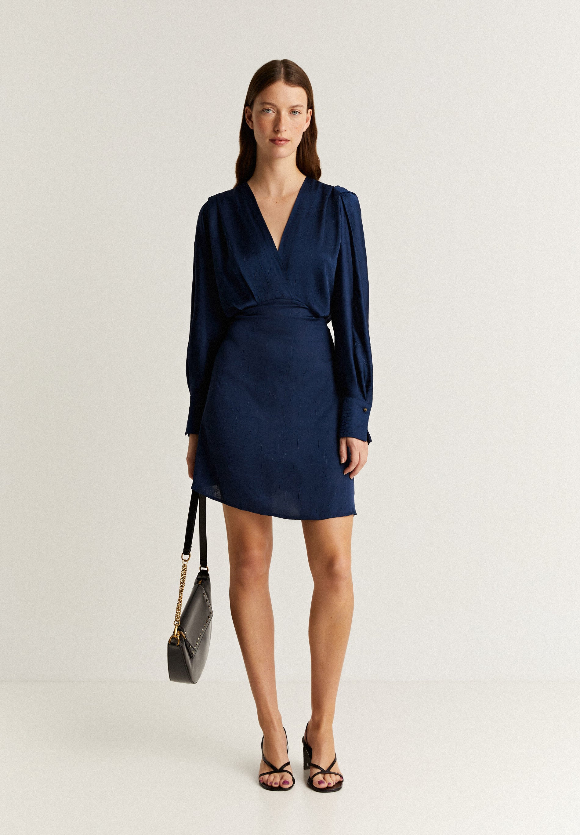 CRINKLE EFFECT SATIN MINI DRESS