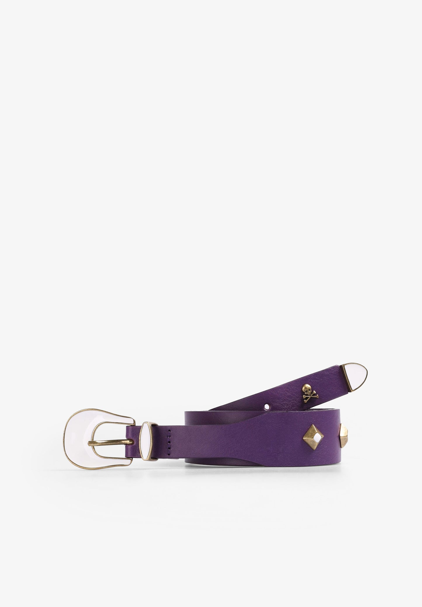STUDDED LEATHER BELT WITH LACQUER DETAIL
