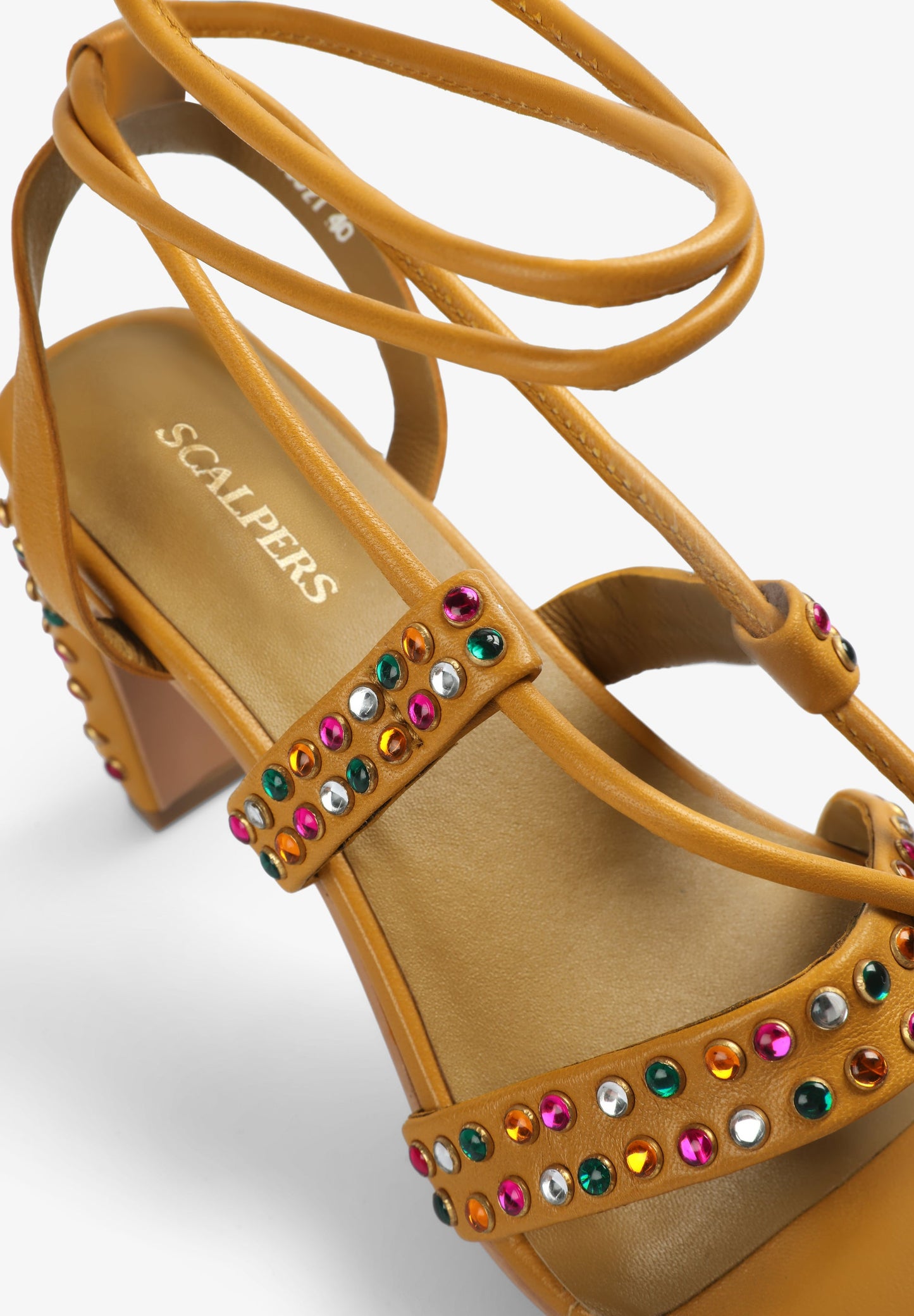 MULTICOLOURED LEATHER SANDALS WITH STUD DETAILS