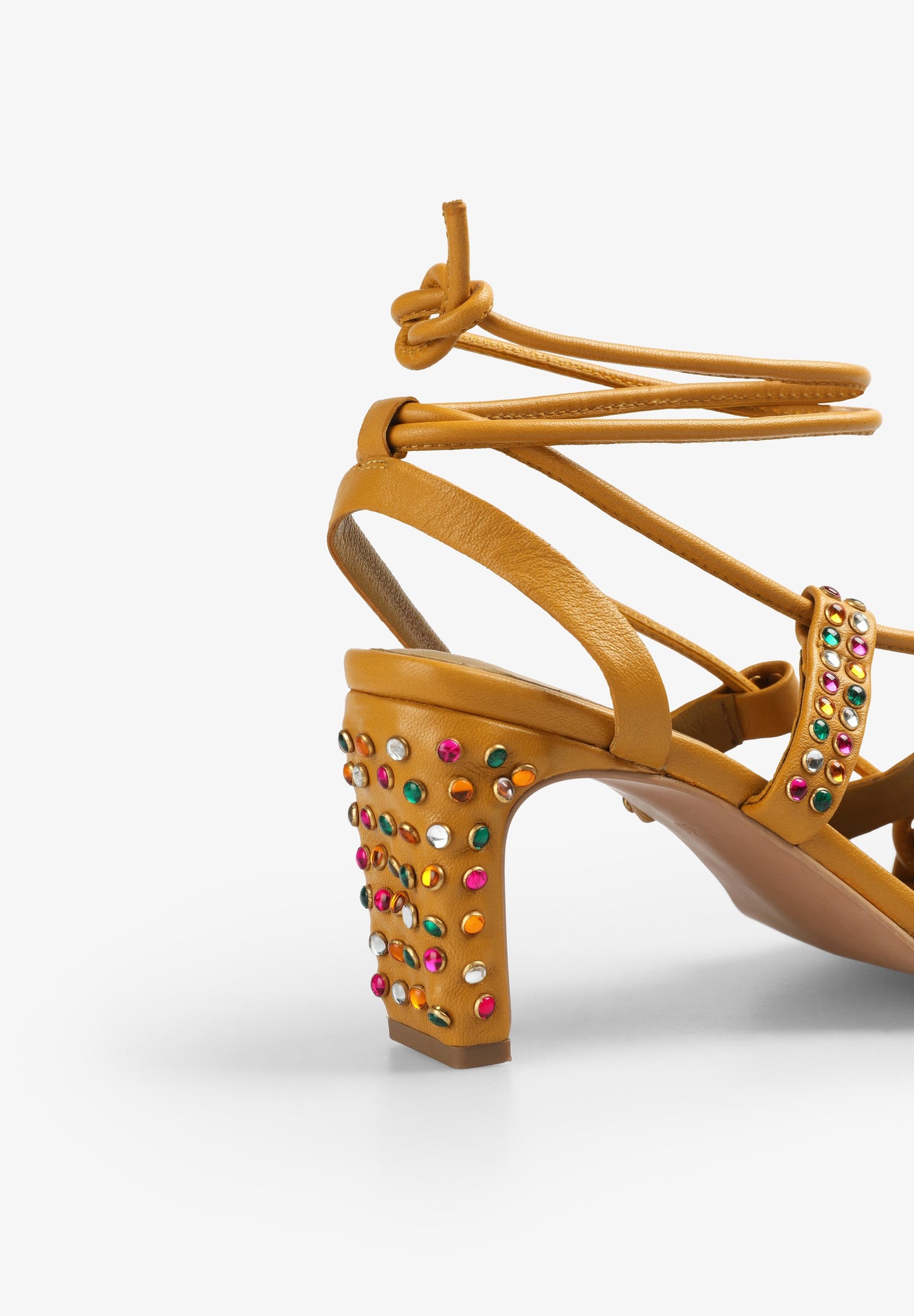 MULTICOLOURED LEATHER SANDALS WITH STUD DETAILS