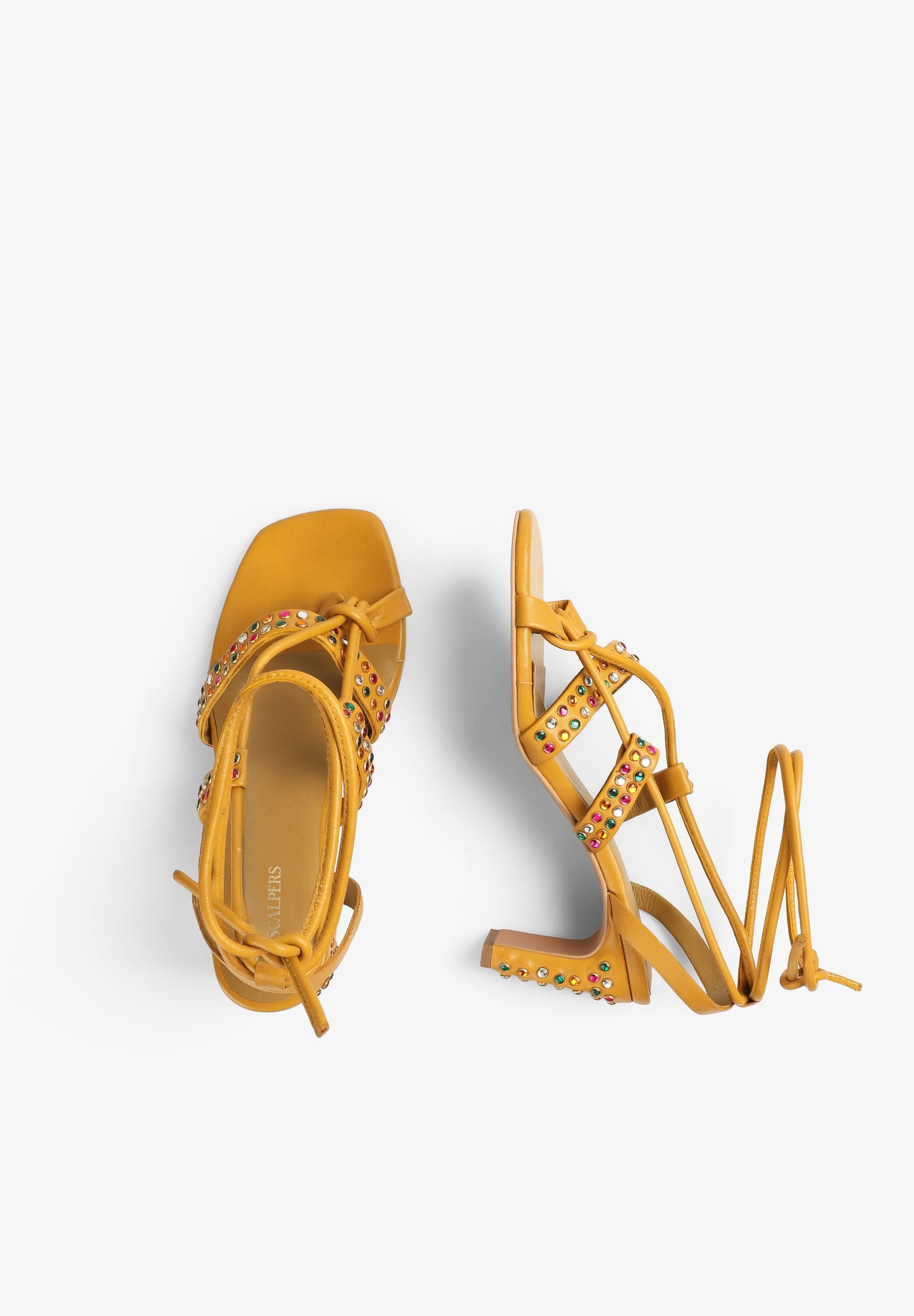 MULTICOLOURED LEATHER SANDALS WITH STUD DETAILS