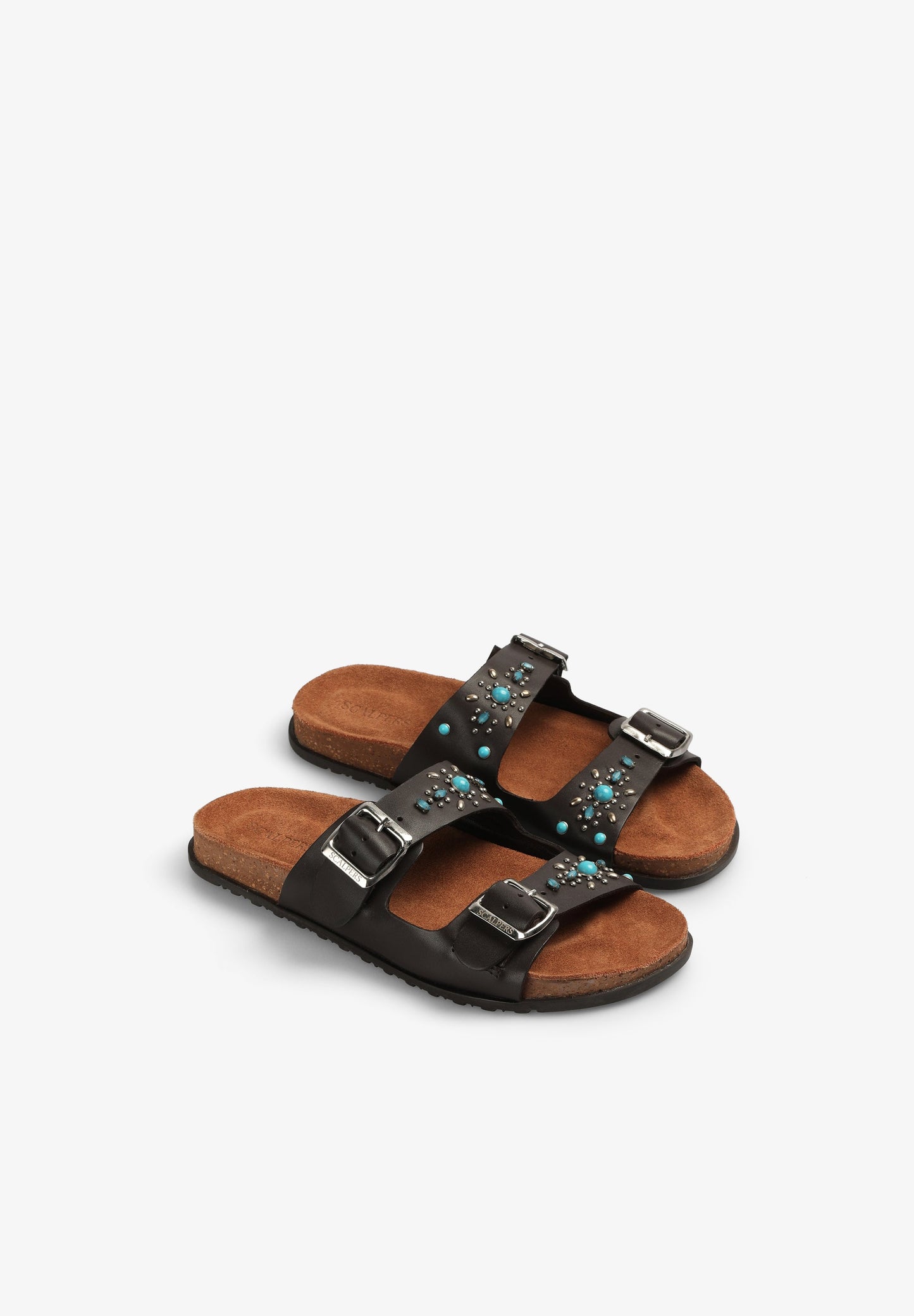 LEATHER SANDALS WITH BUCKLE AND STUDS