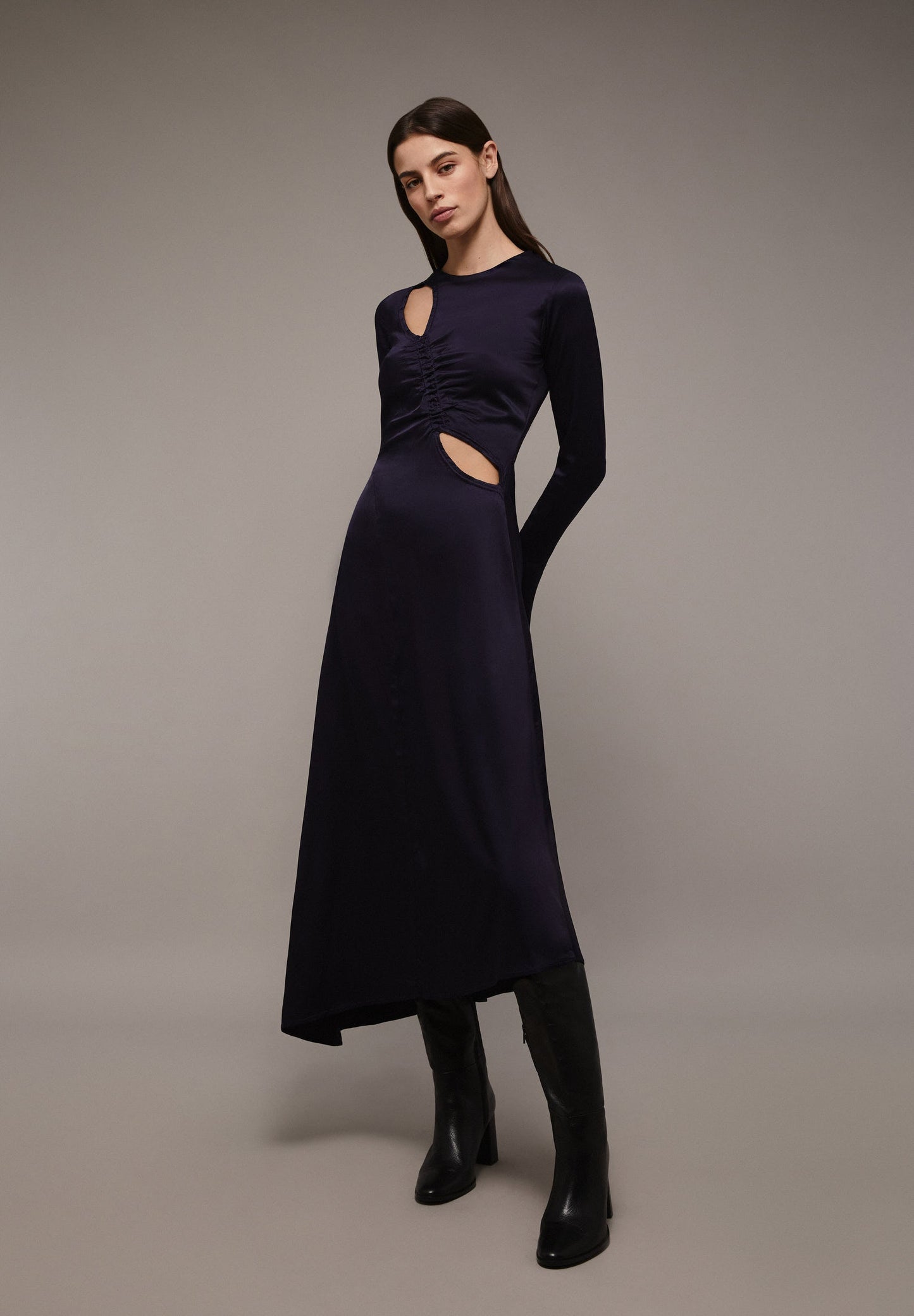 SATIN MIDI DRESS WITH SLITS