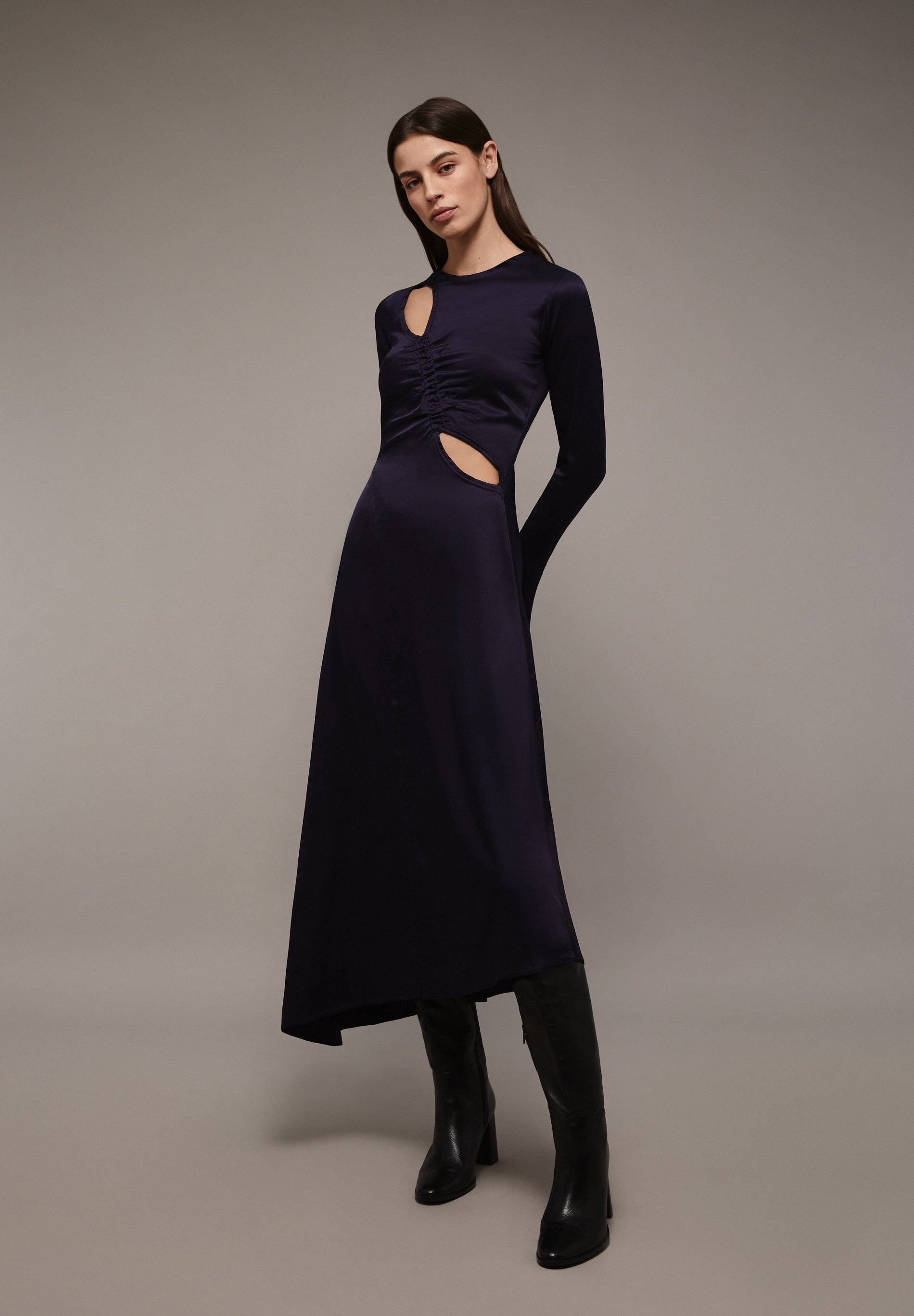 SATIN MIDI DRESS WITH SLITS