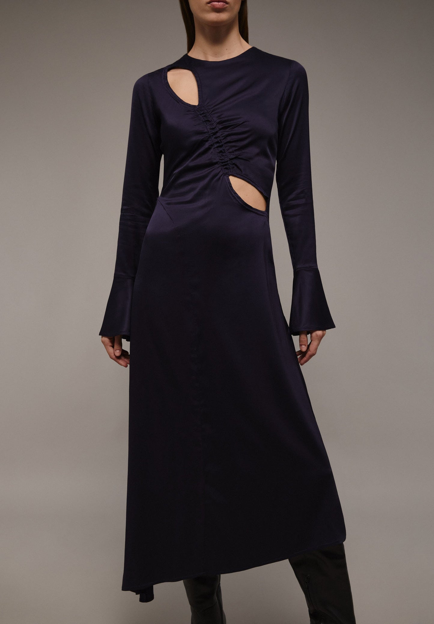 SATIN MIDI DRESS WITH SLITS