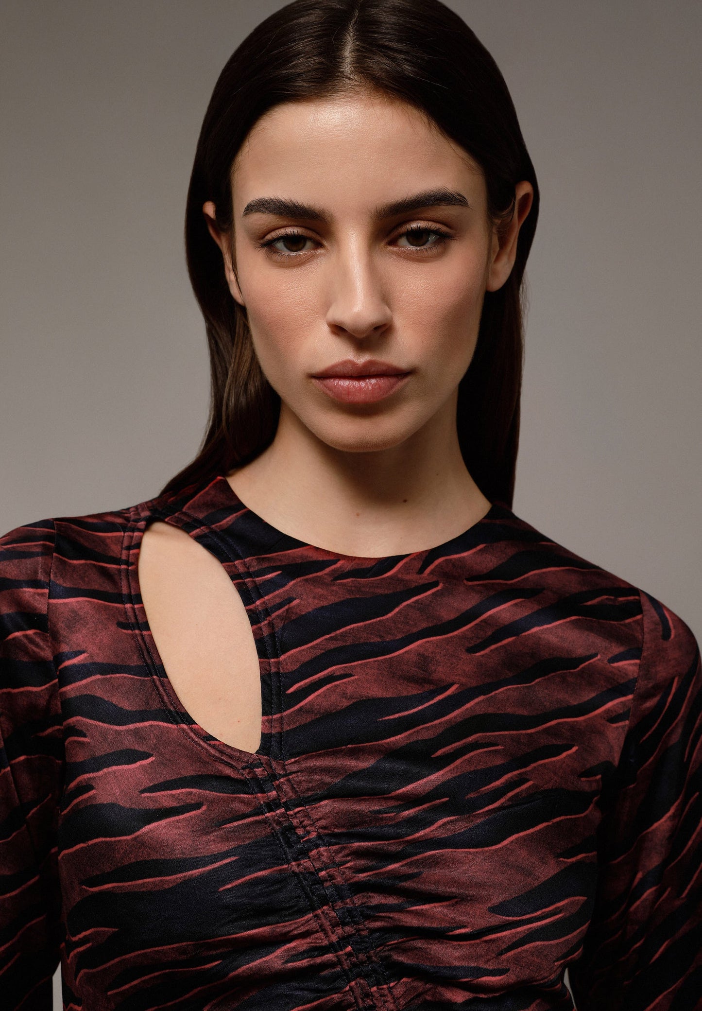 ANIMAL PRINT SATIN MIDI DRESS