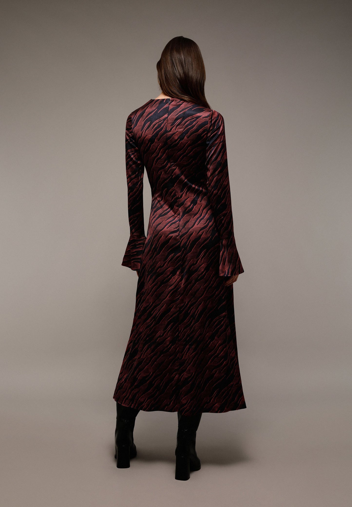 ANIMAL PRINT SATIN MIDI DRESS