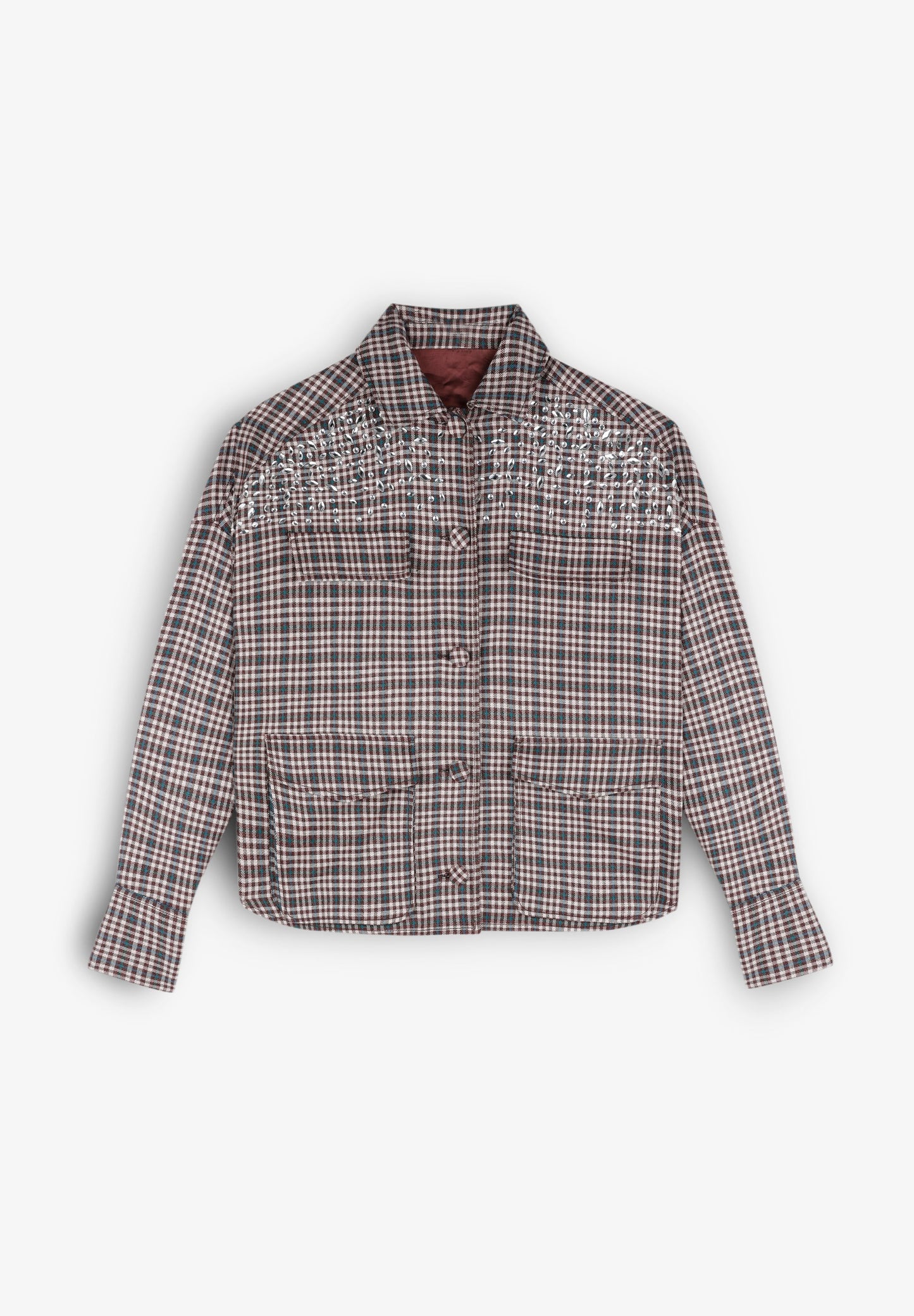 QUILTED CARDIGAN WITH GLASS ON THE POCKETS