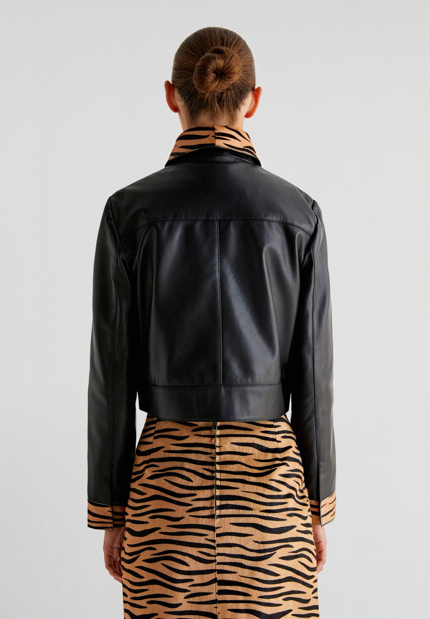 LEATHER JACKET WITH ZEBRA DETAIL
