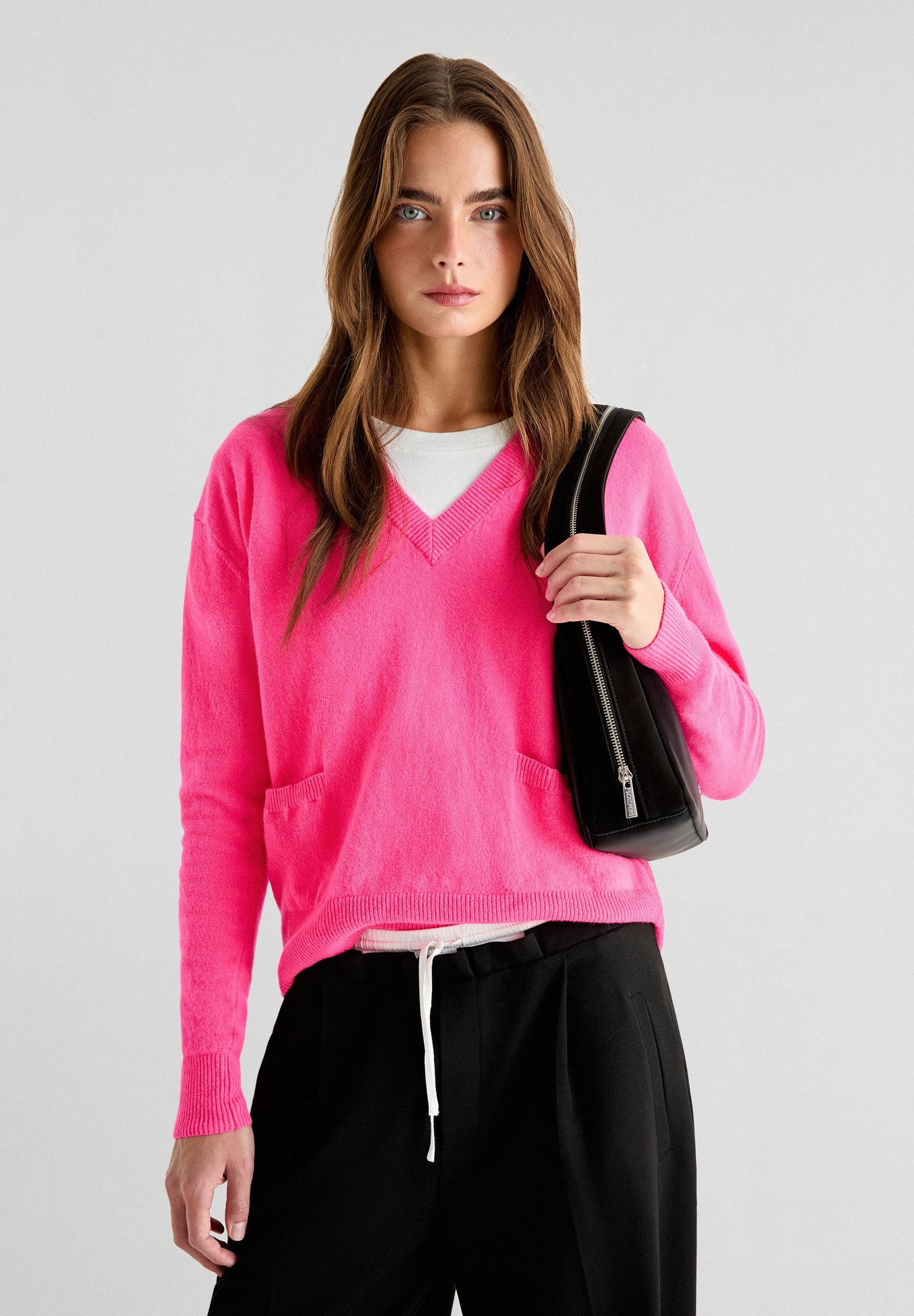 V-NECK SWEATER WITH POCKETS