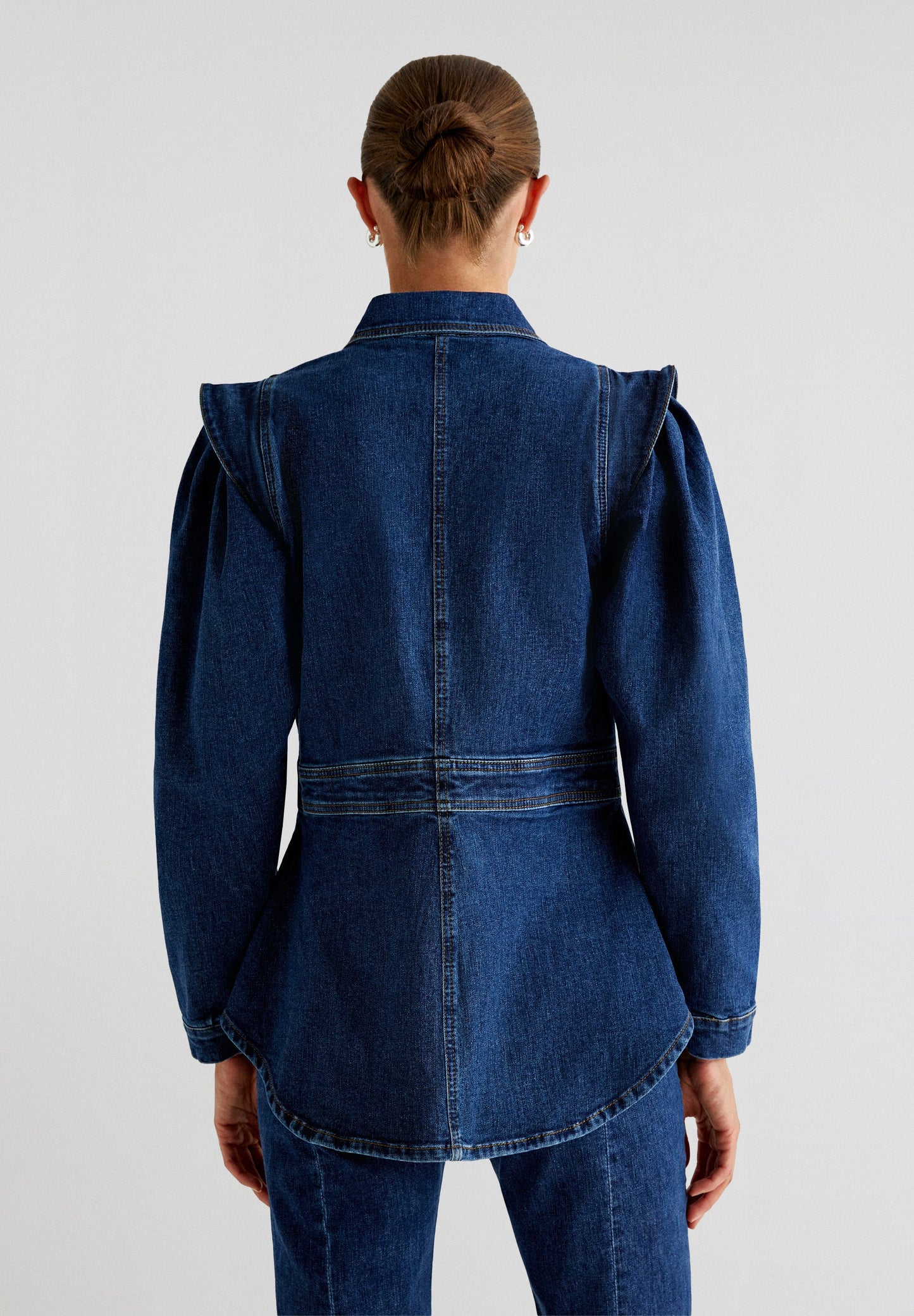 DENIM SHIRT WITH PUFFED SLEEVES