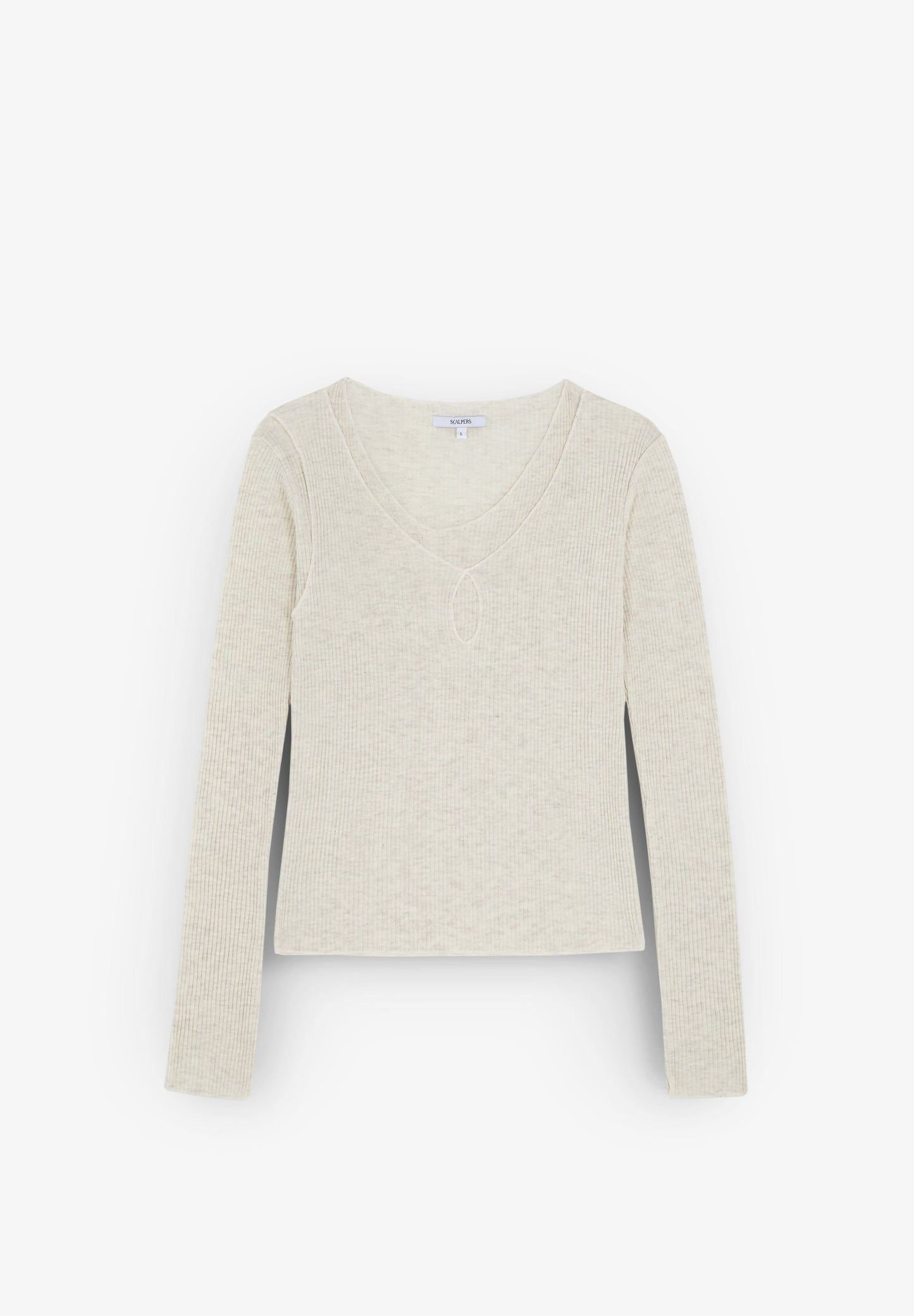 T-SHIRT EN MAILLE CÔTELÉE DÉCOLLETÉ DOUBLE