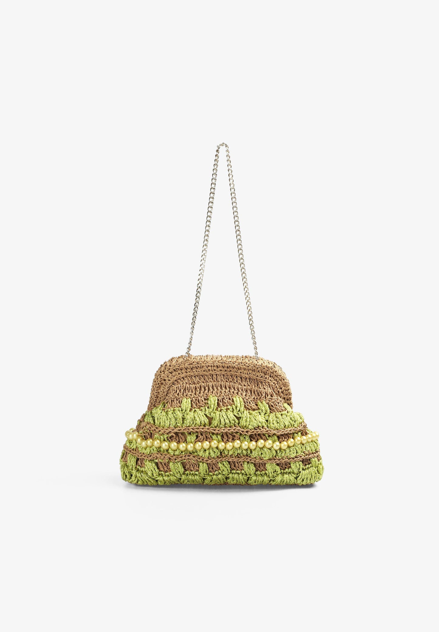 RAFFIA CLUTCH BAG WITH BEADS DETAIL