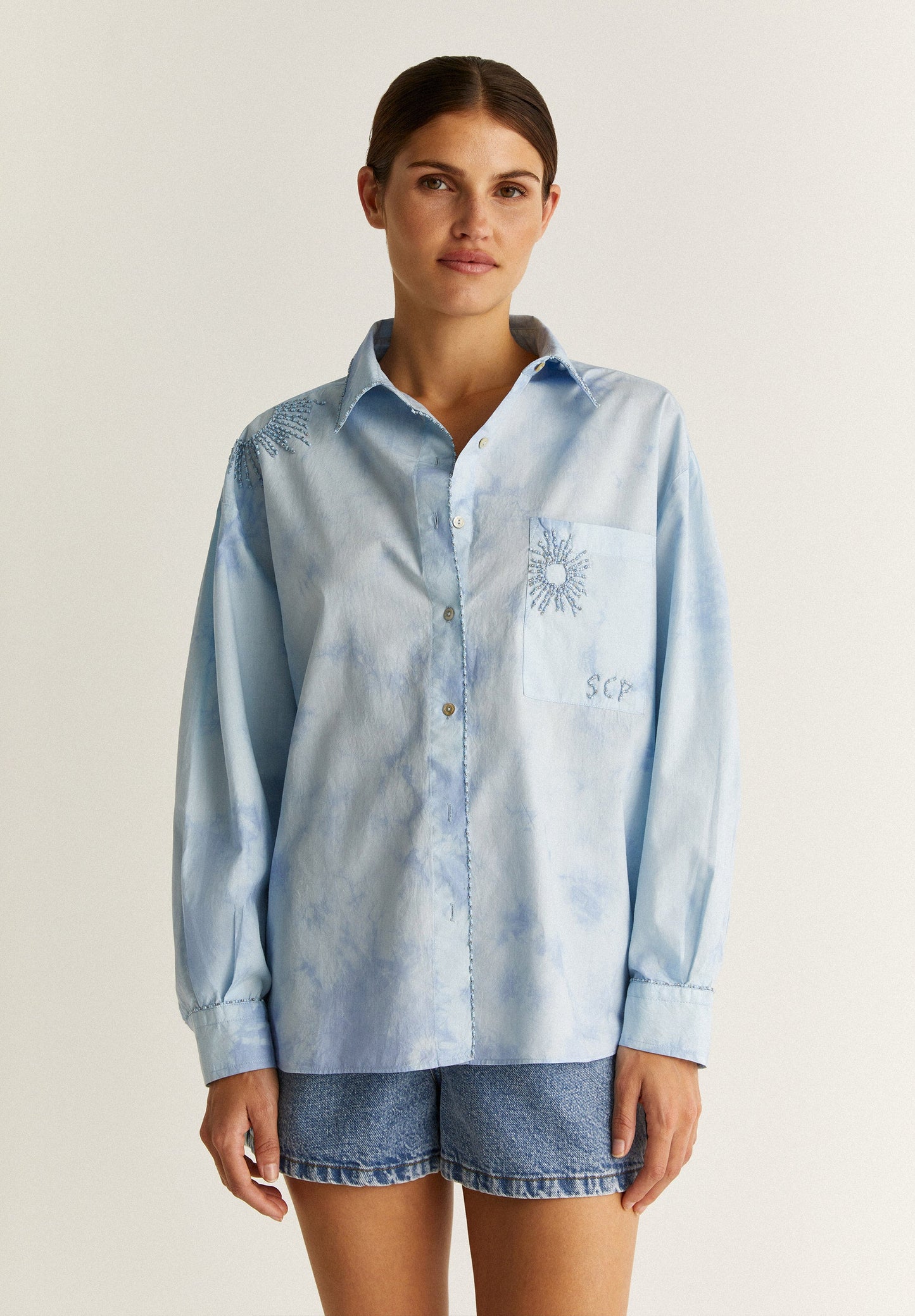 EMBROIDERED TIE-DYE SHIRT