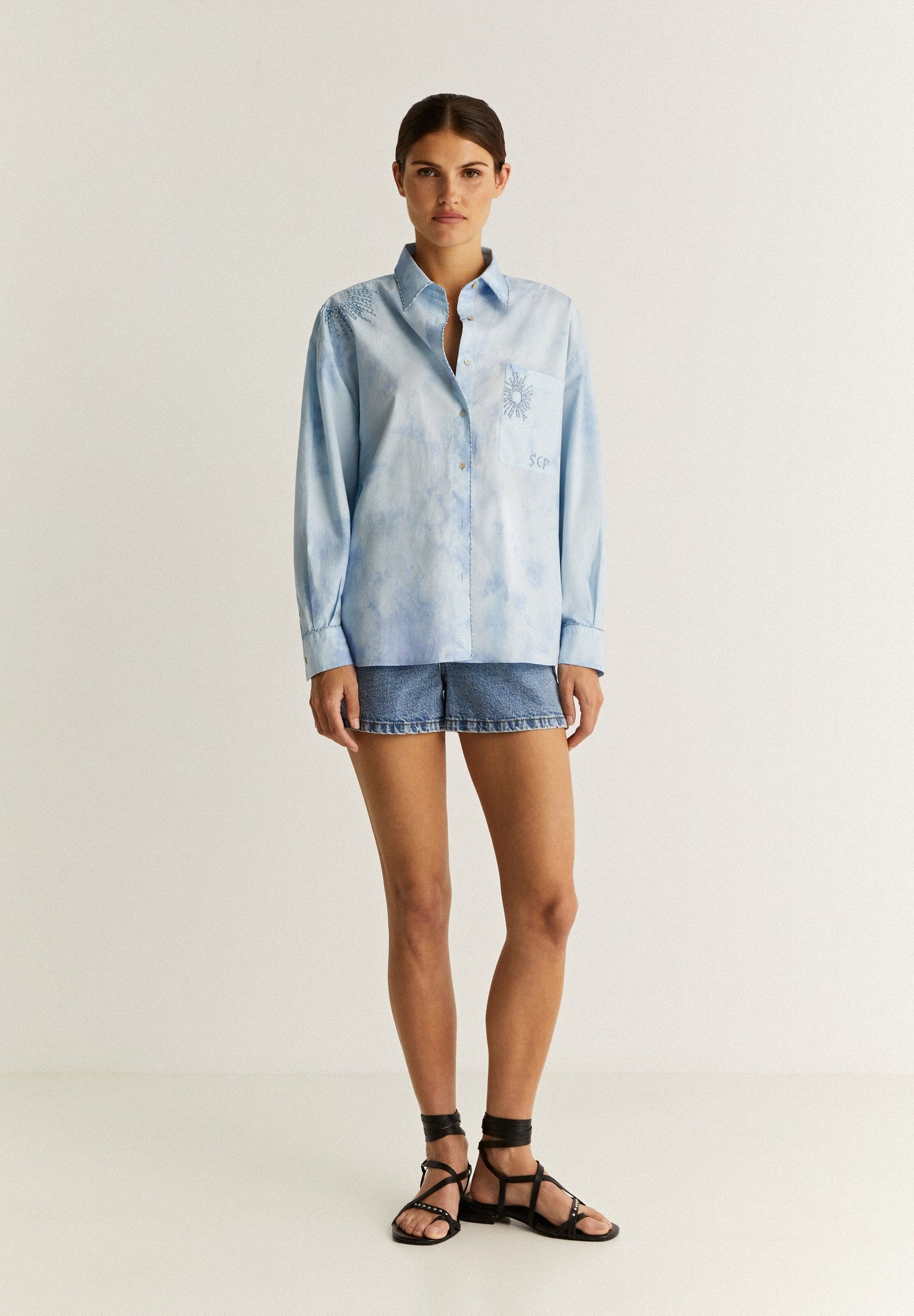 EMBROIDERED TIE-DYE SHIRT