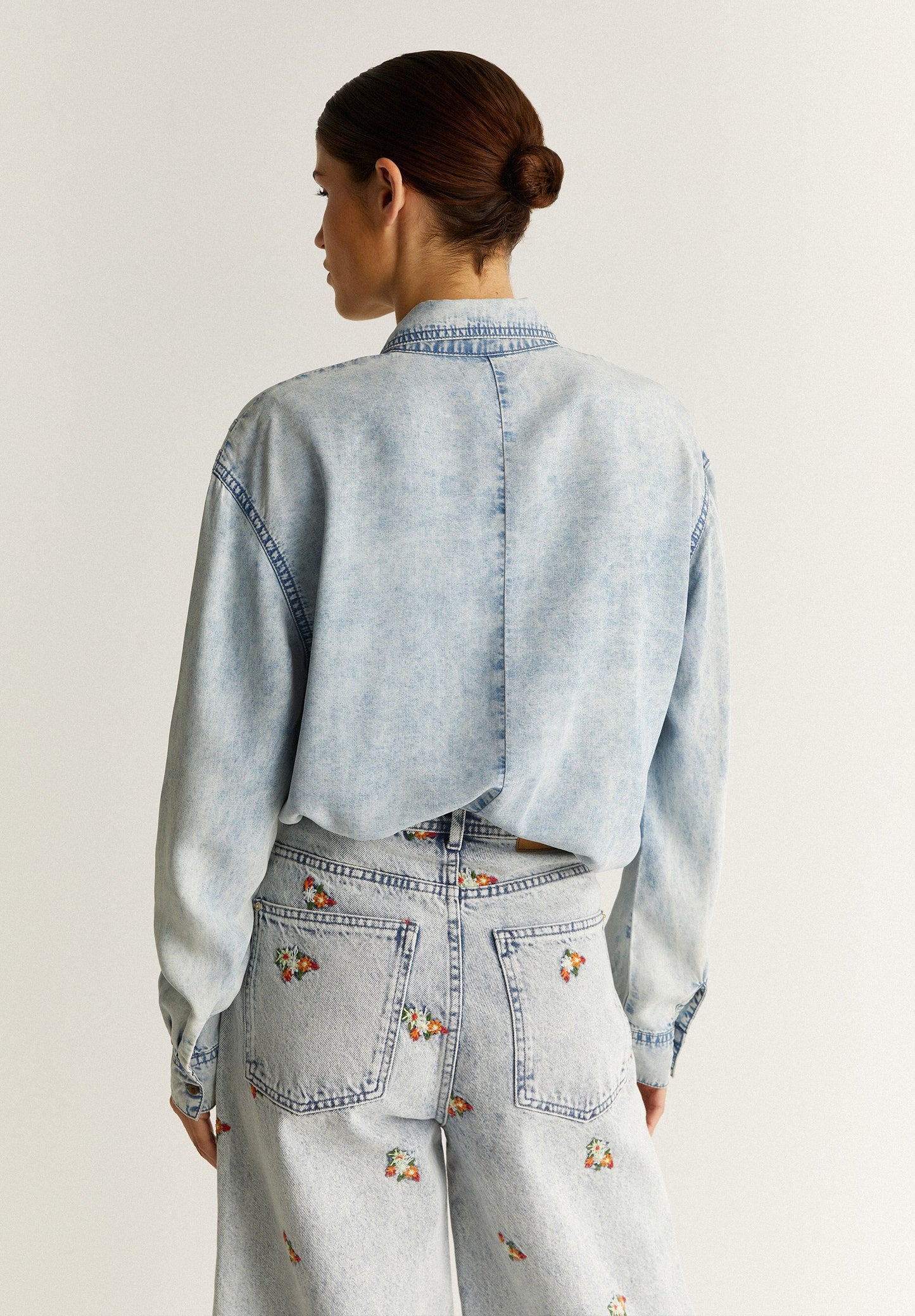 DENIM SHIRT WITH EMBROIDERED DETAILS