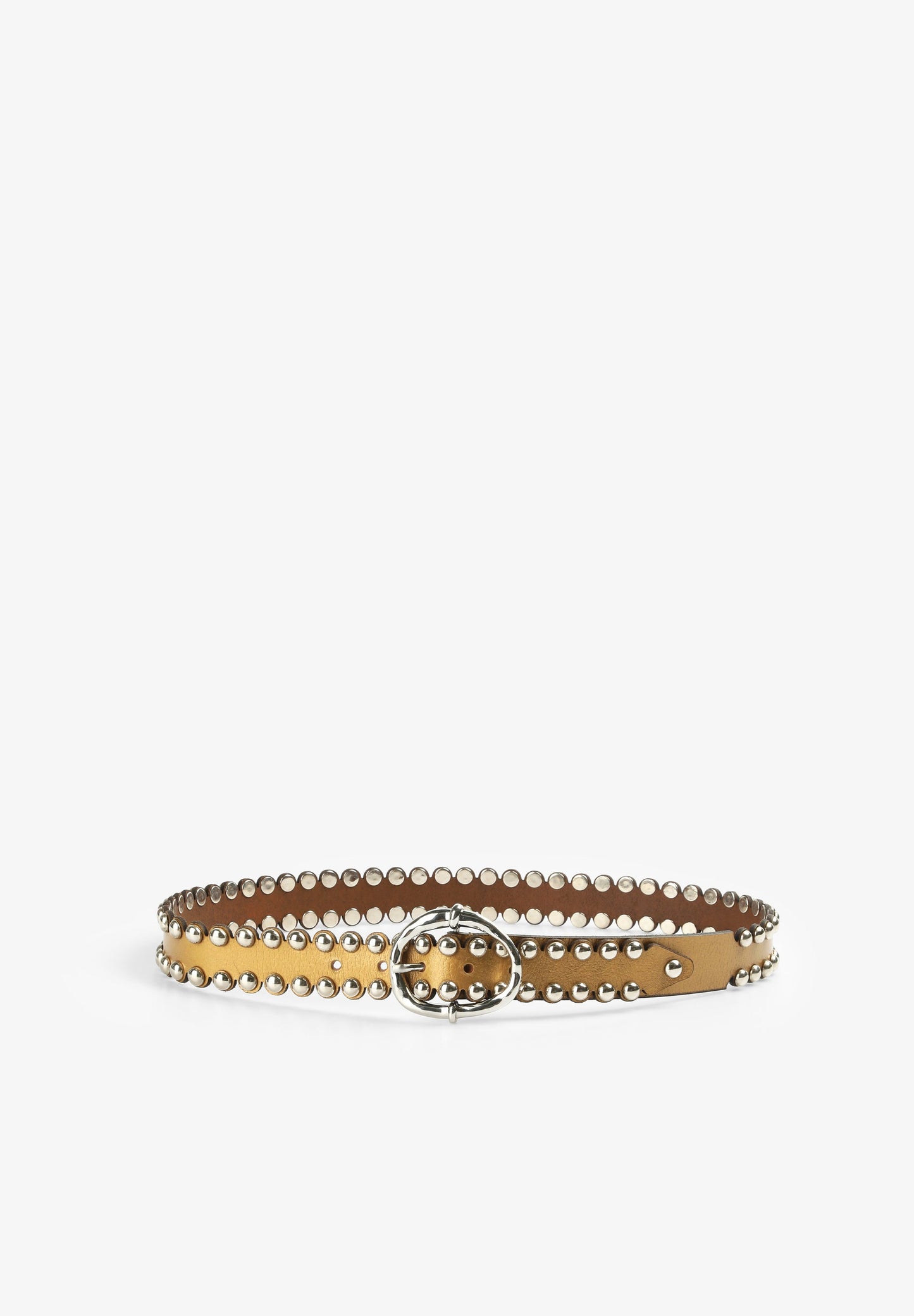 METALLIC LEATHER BELT WITH ROUND STUDS