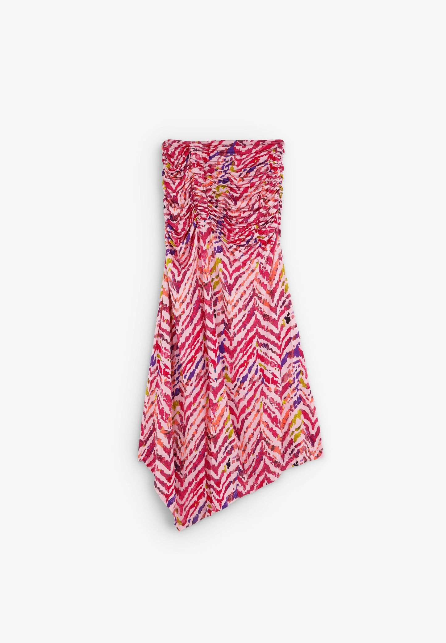 PRINTED MIDI SKIRT WITH GATHERED DETAIL