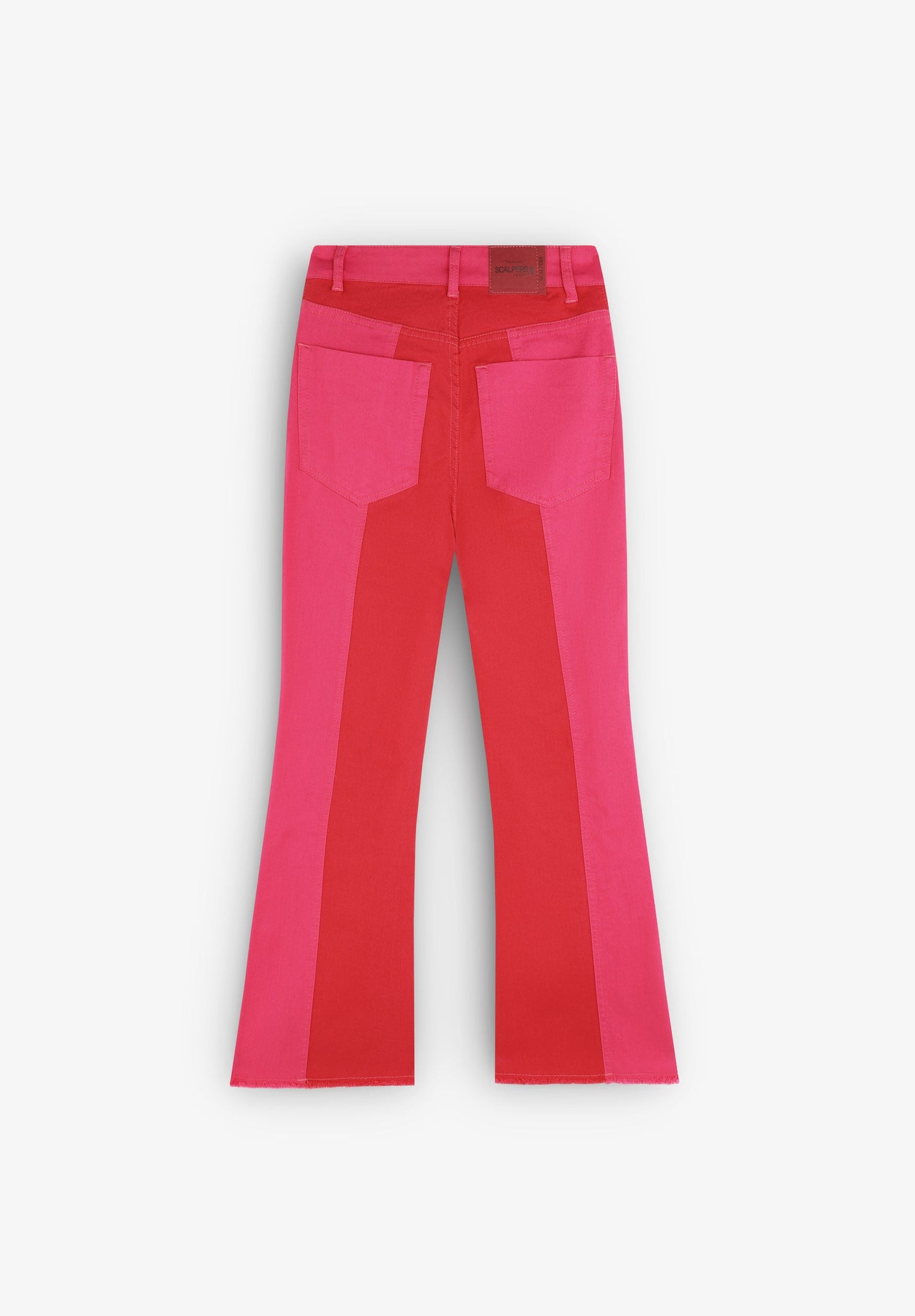 TWO-TONE ANKLE FLARED JEANS