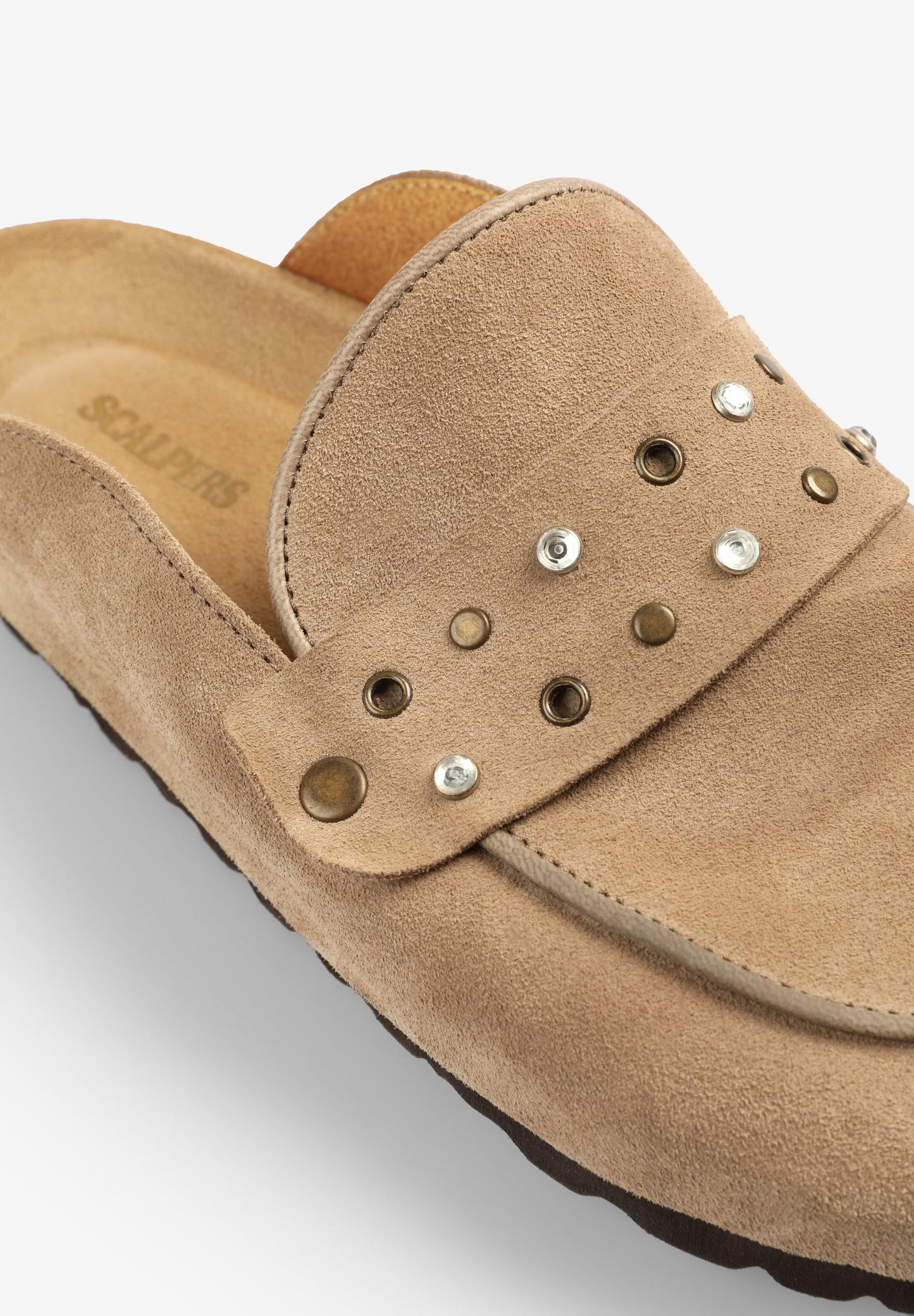 SPLIT SUEDE CLOGS WITH STUDS