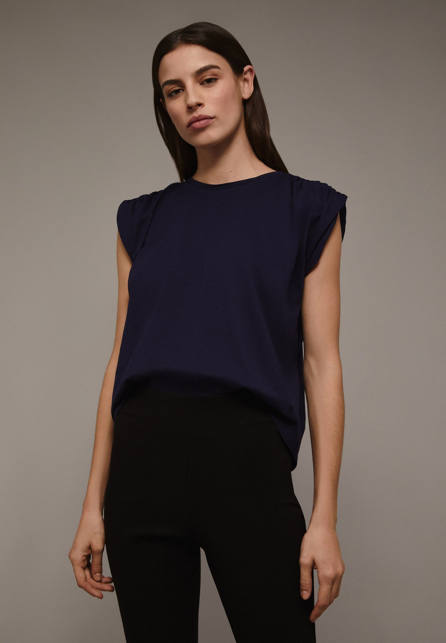 T-SHIRT WITH GATHERED SHOULDER DETAIL